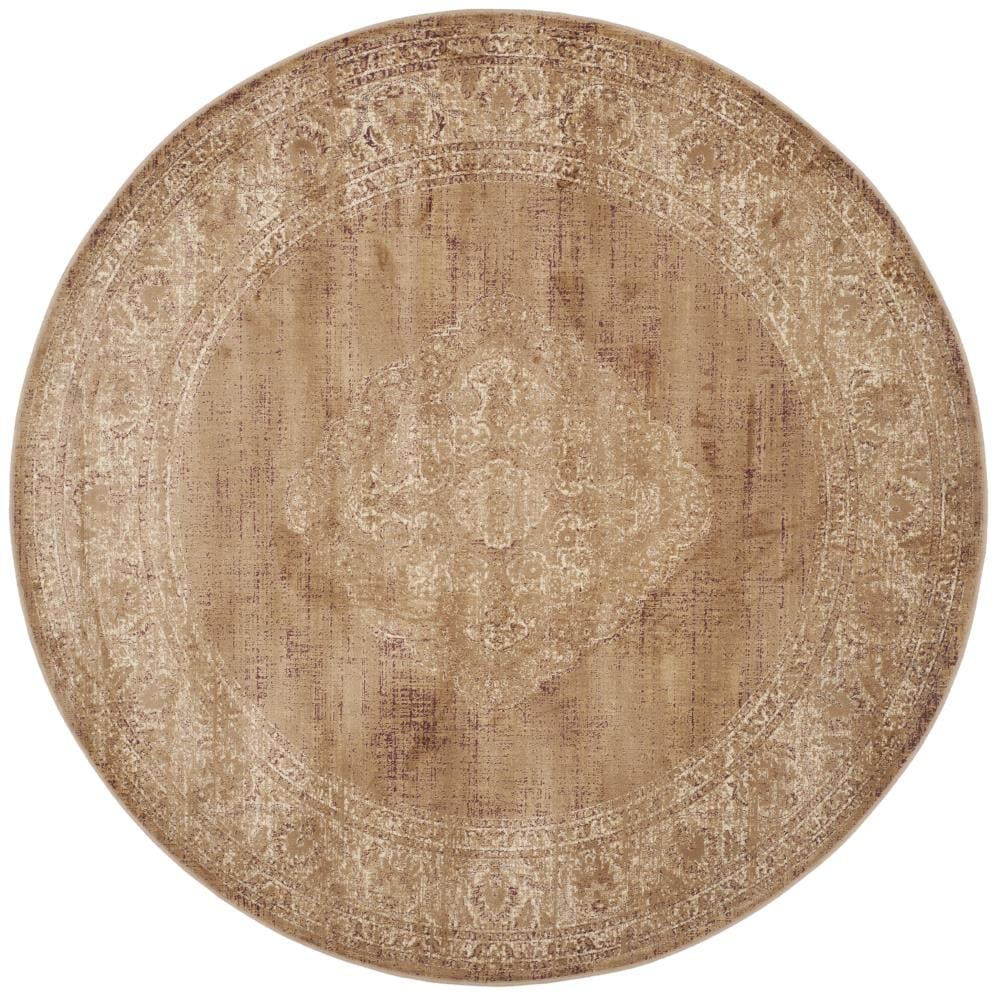 Safavieh VTG112-660-6R Vintage Mezra 6 x 6 (ft) Loomed Synthetic Taupe Round Indoor Distressed/Overdyed Vintage Area rug