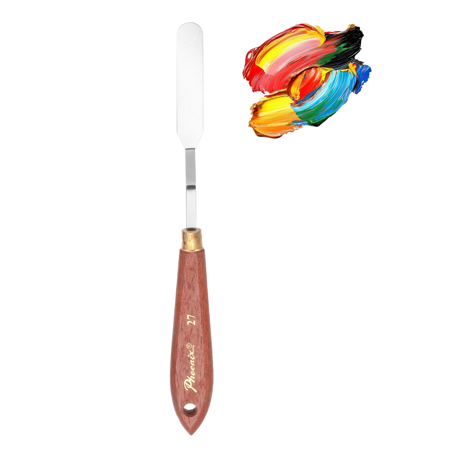 Unique Bargains 1pc Palette Knife No.27 8.3 Inch Long Palette Knives with Stainless Steel Flexible Spatula Pallet Knife and Wood Handle for Scraping Mixing Oil Acrylic Painting Canvas