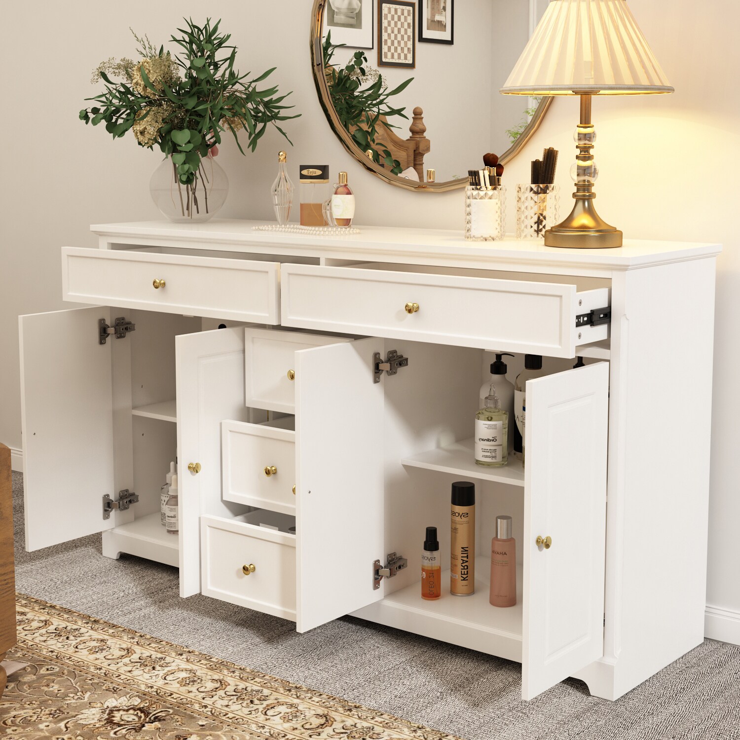 FUFU&GAGA White 5-Drawer 33.5 in. Width, Wooden Stylish Chest of