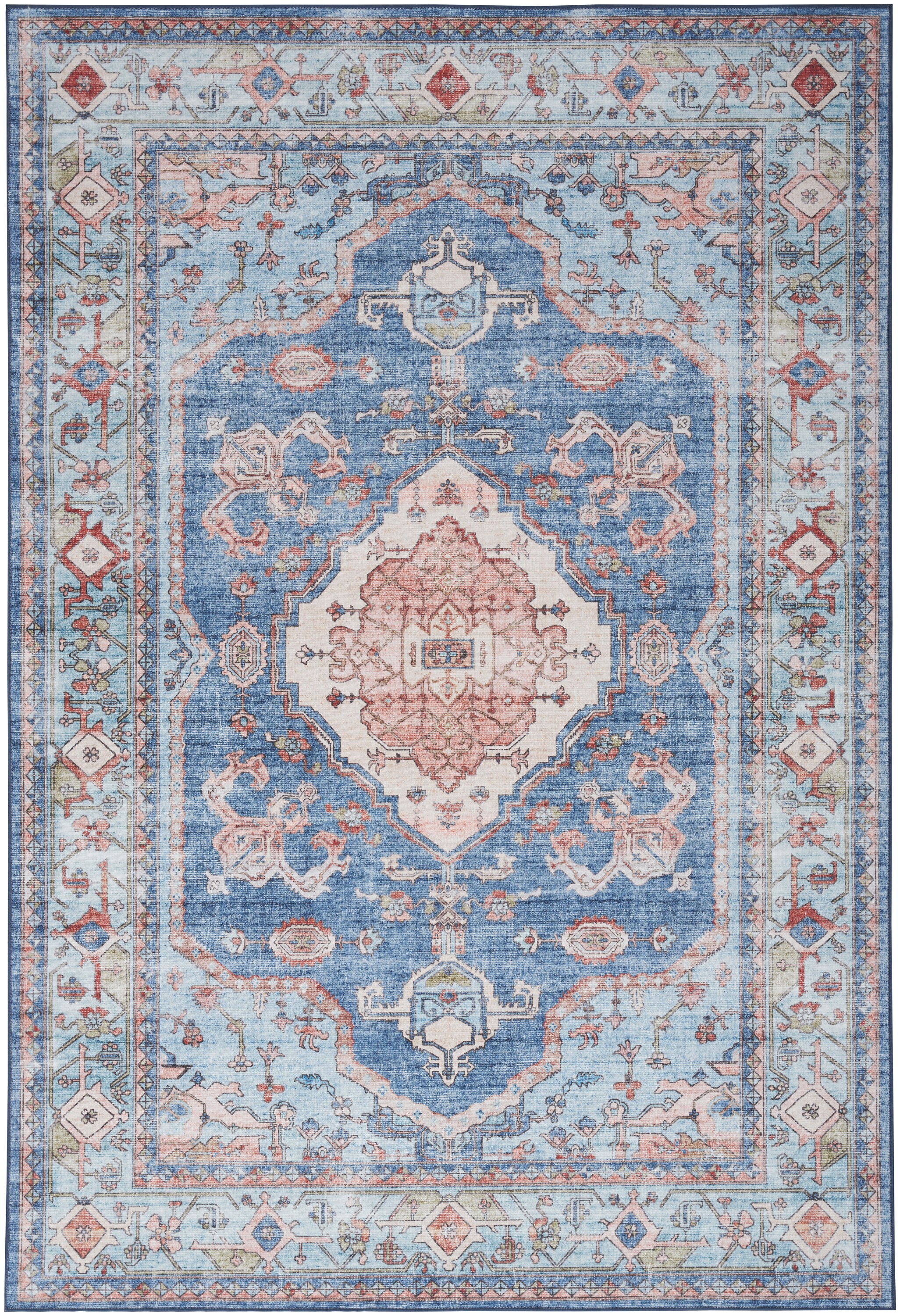 Fulton Blue Rectangular Persian Medallion Area Rug 5' x 7'