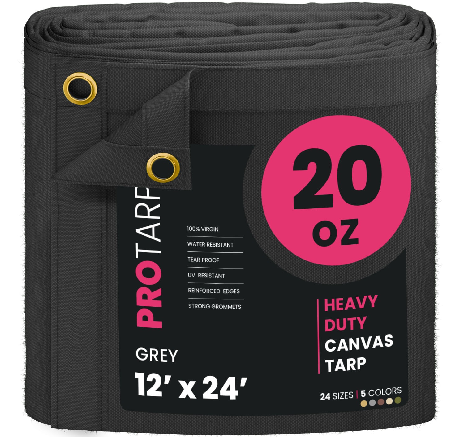 PROTARP PT-401-12X24 12-ft x 24-ft Gray Waterproof Standard Polyester 36-mil Tarp