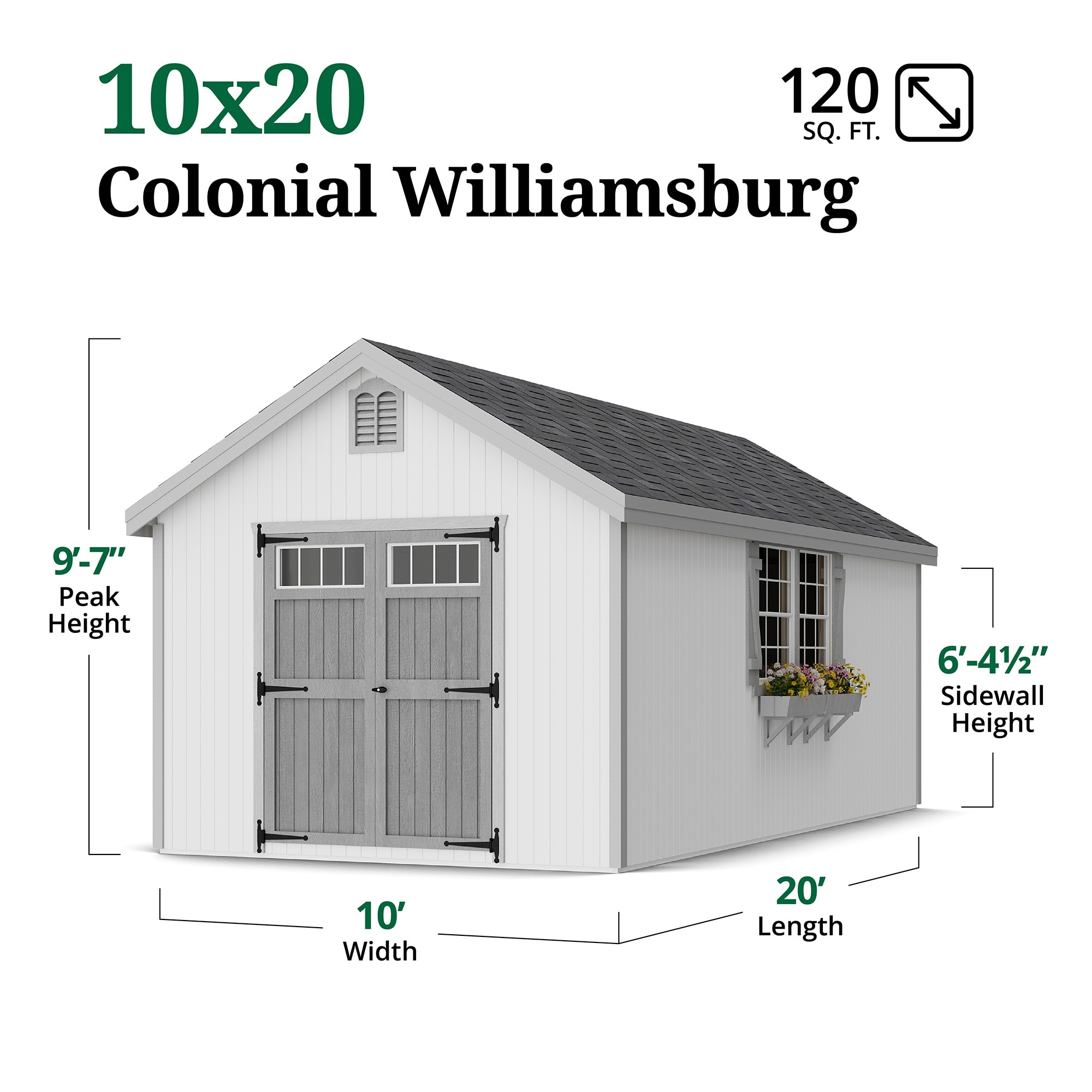 Little Cottage Co 10X20 WCGS-PC Wood-Storage-Buildings - View #3