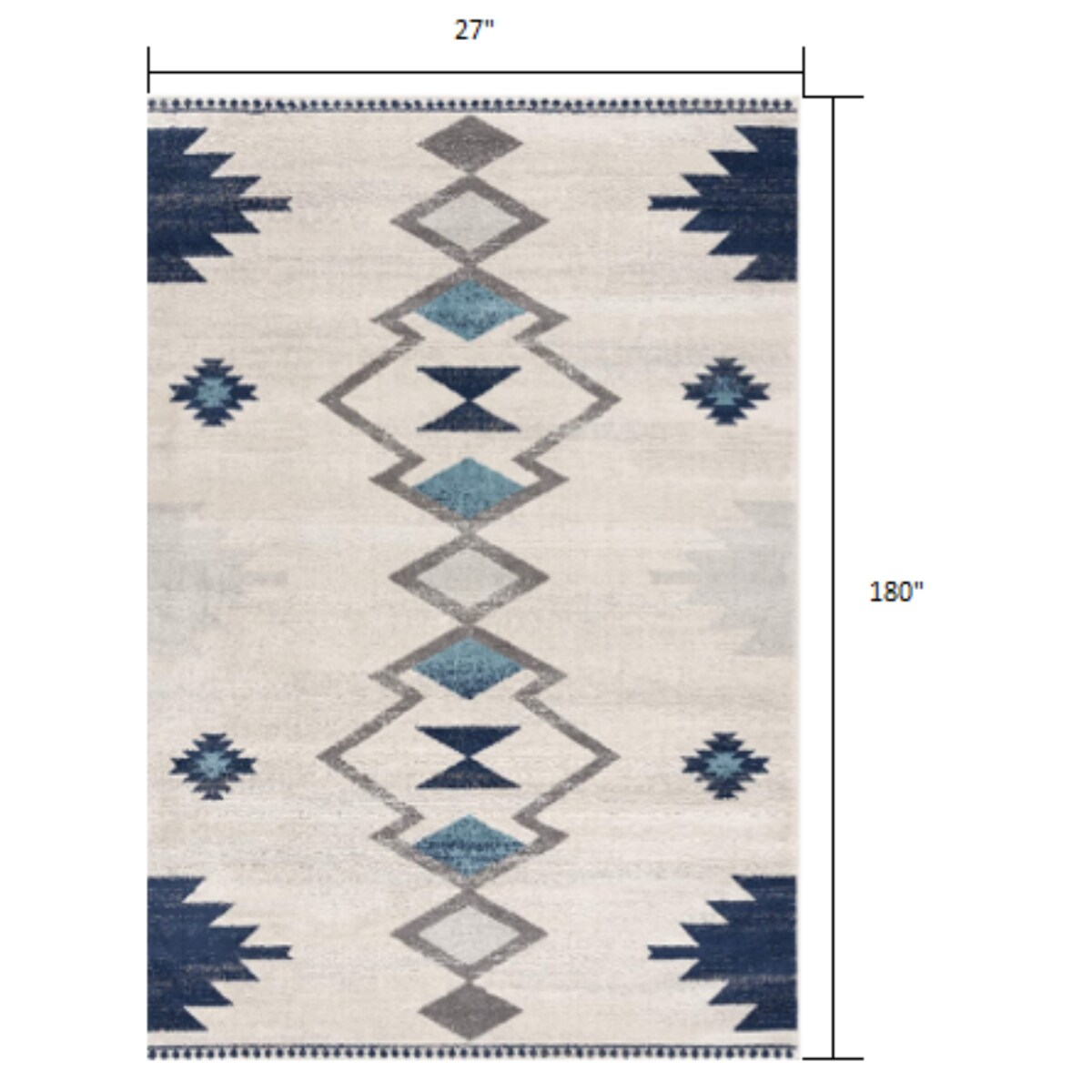 HomeRoots 4000392942 2 x 15 (ft) Polypropylene Cream Rectangular Indoor Southwestern Runner rug