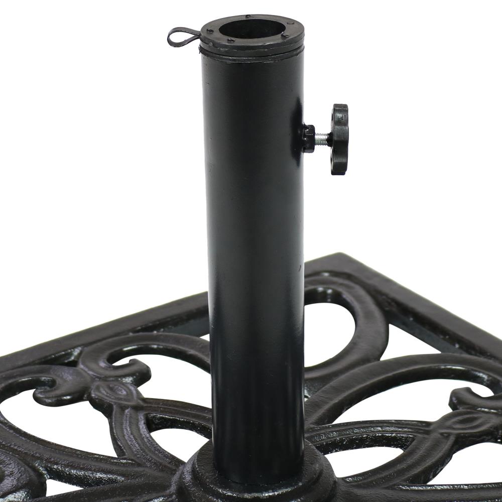 Heavy-Duty Black Cast Iron Square Patio Umbrella Base