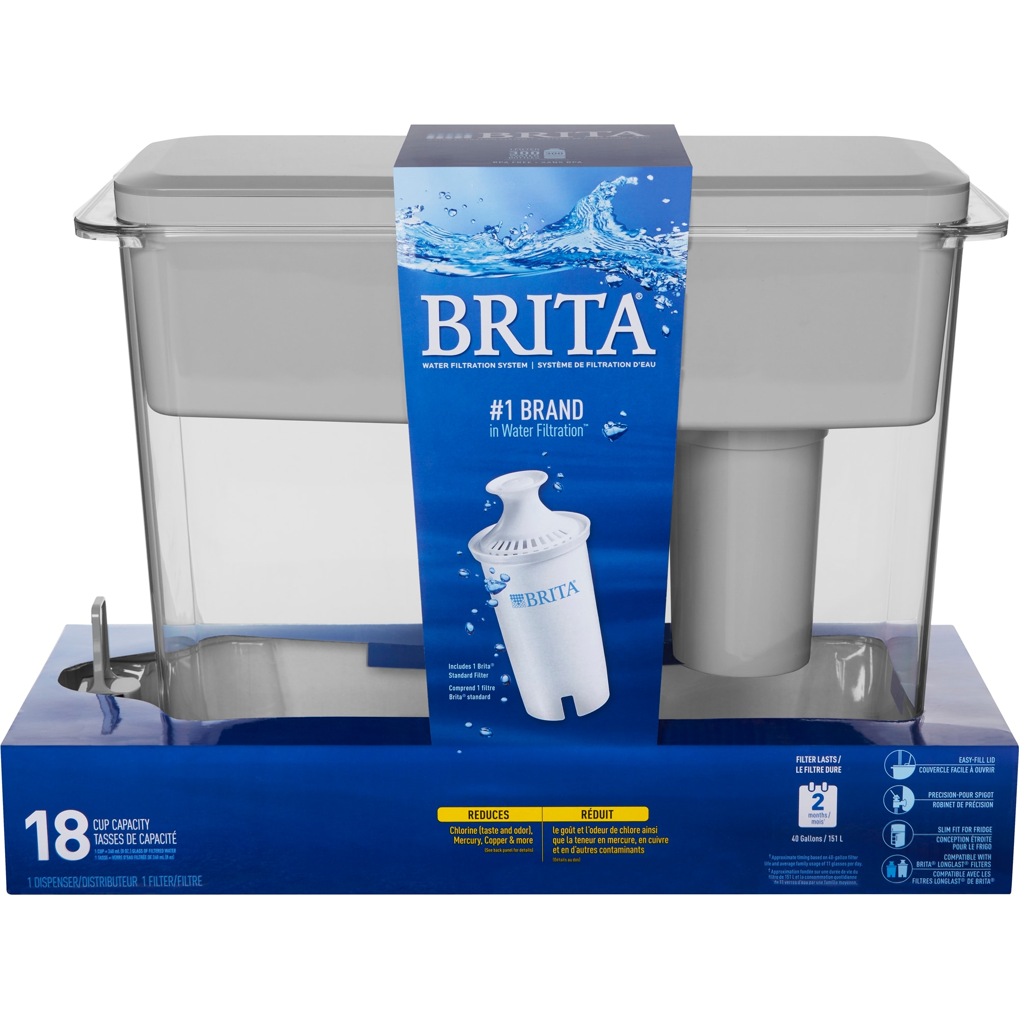 Brita Ultramax 18-Cup Water Filter Dispenser Gray 
