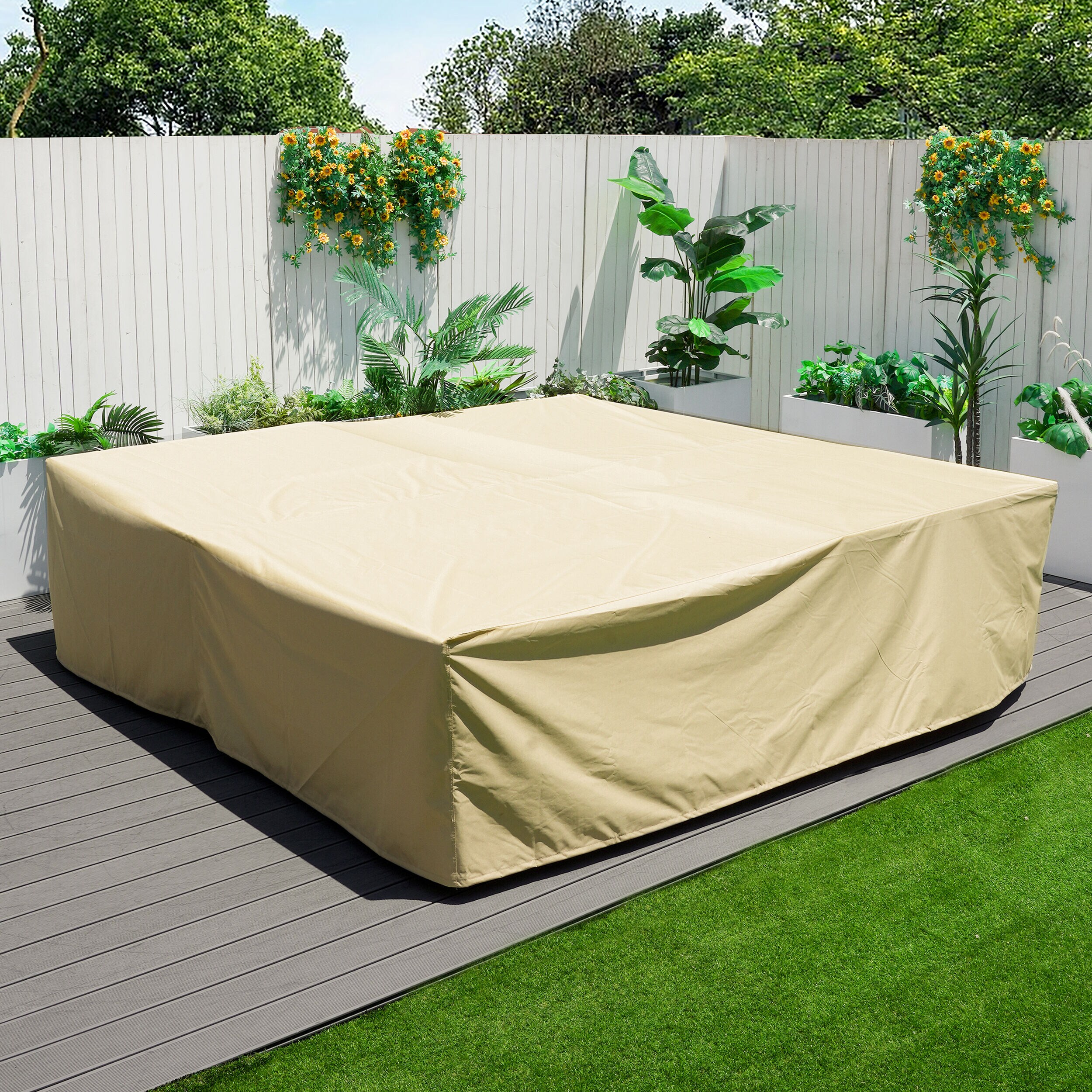 Moda Furnishings Ocean Park Beige Polyester Patio Furniture Cover For Conversation set
