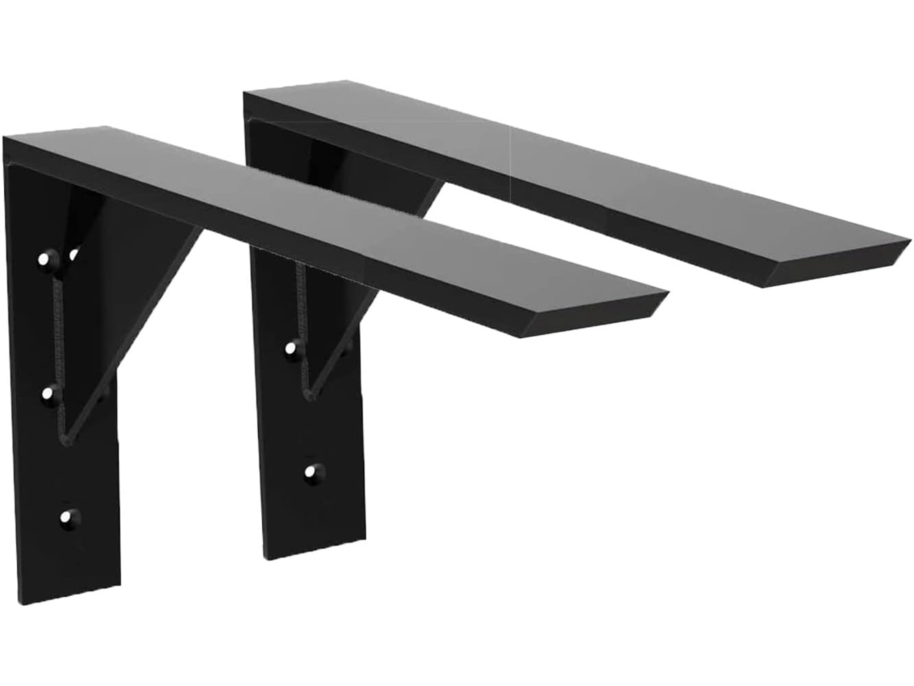 Etokfoks  2 pack heavy duty black steel shelf brackets 16 in x 10 in x 2 5 in 3 8 in thick countertop and mantel L supports