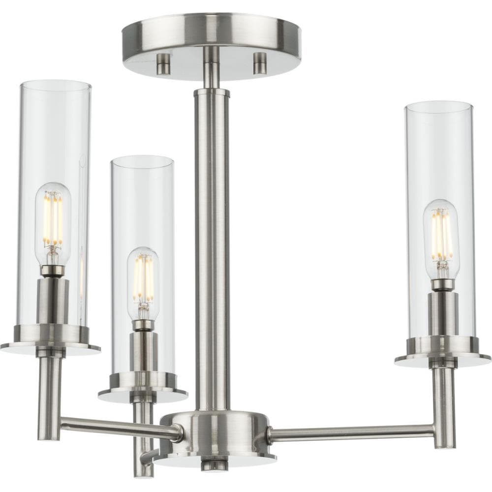Progress Lighting P400250-009 Kellwyn 3 -Light 16-in Brushed Nickel Semi Flush Mount Light