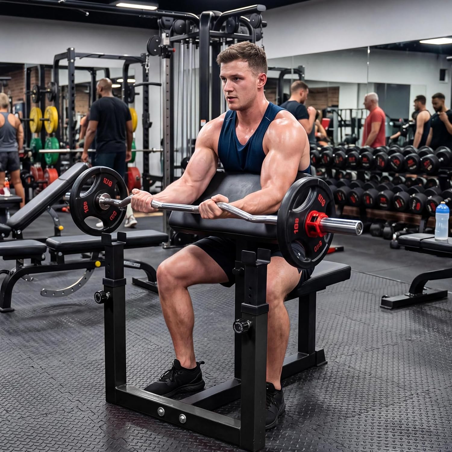 GAOMON Compact Preacher Curl Bench Solid Iron Frame Indoor Arm Muscle ...