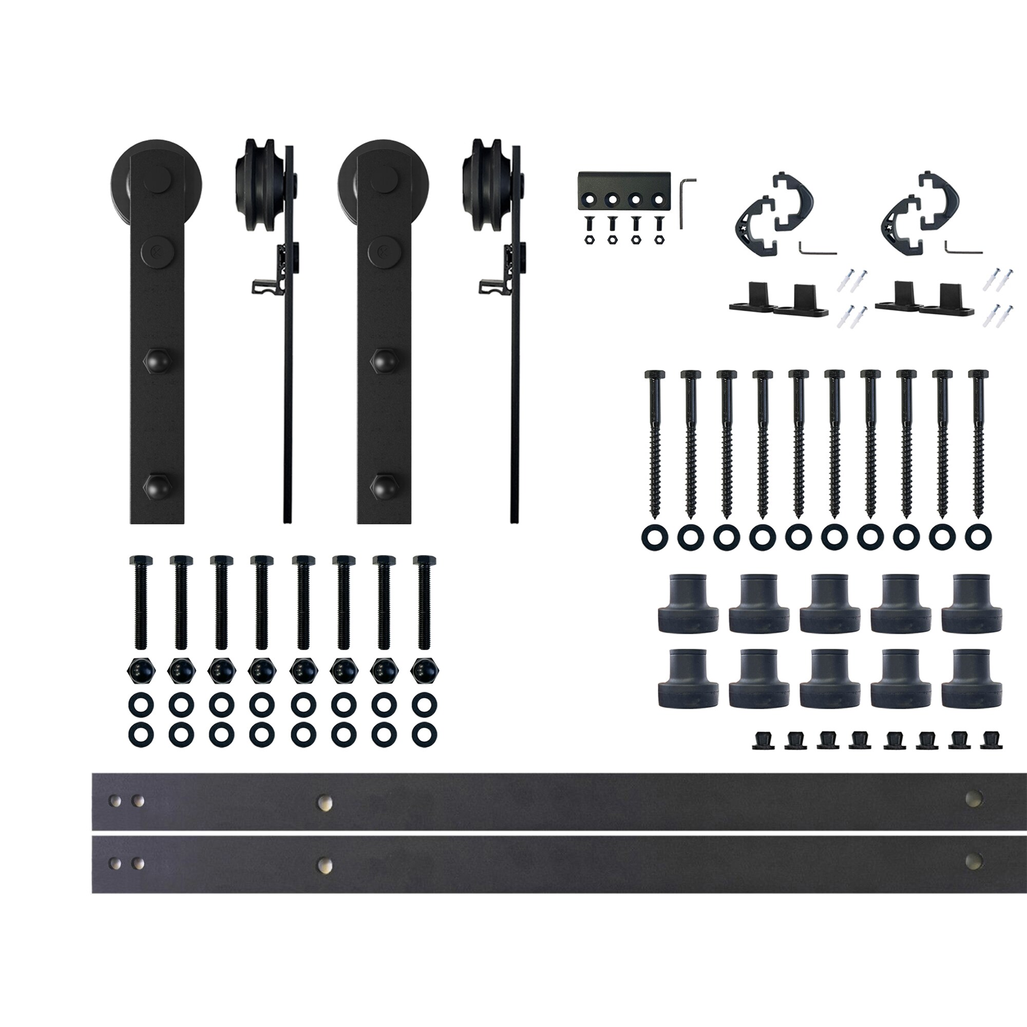 HOMACER ZT2TGH168C 168-in Rustic black Black Indoor I-strap Double Barn door hardware kit