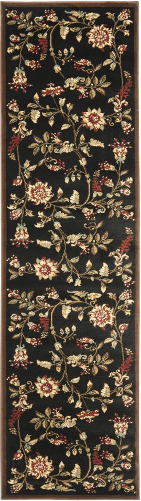 Safavieh LNH552-9091-216 Lyndhurst Floral Swirl 2 x 16 (ft) Loomed Polypropylene Black/Multi Rectangular Indoor Floral/Botanical Farmhouse/Cottage Runner rug