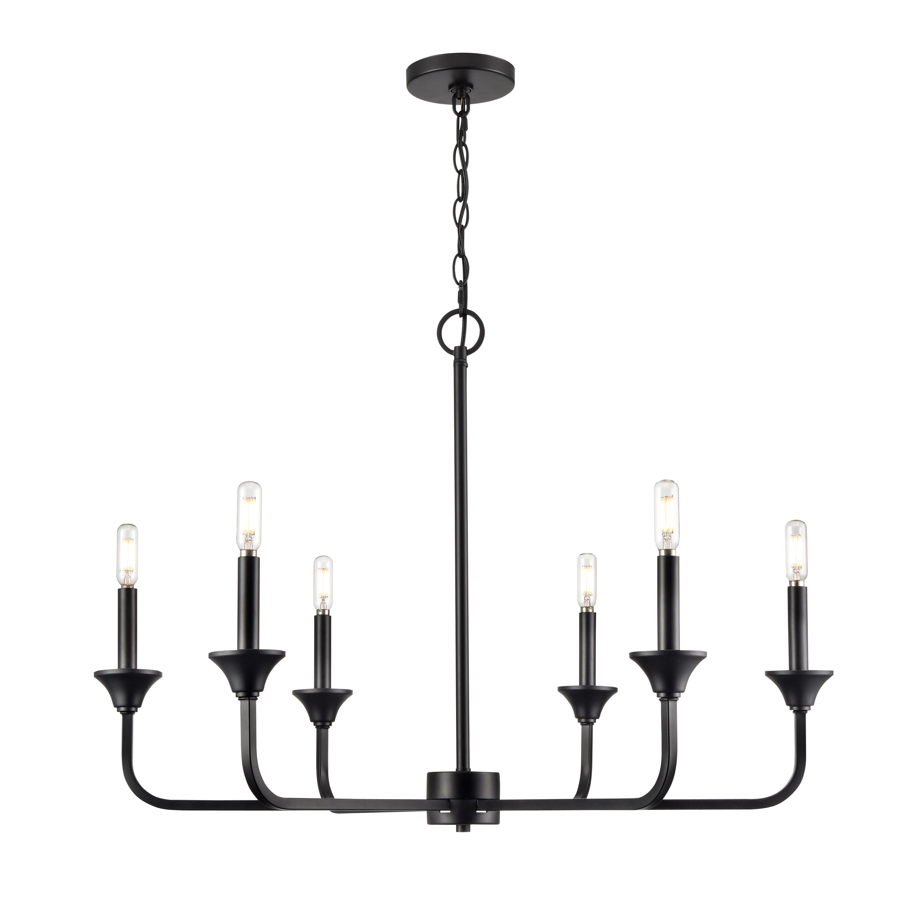 Millennium Lighting 97326-MB Herring 6 -Light Matte Black Transitional For Use in Bedrooms, Dining Rooms, Foyers, Kitchens, Living Rooms Chandelier