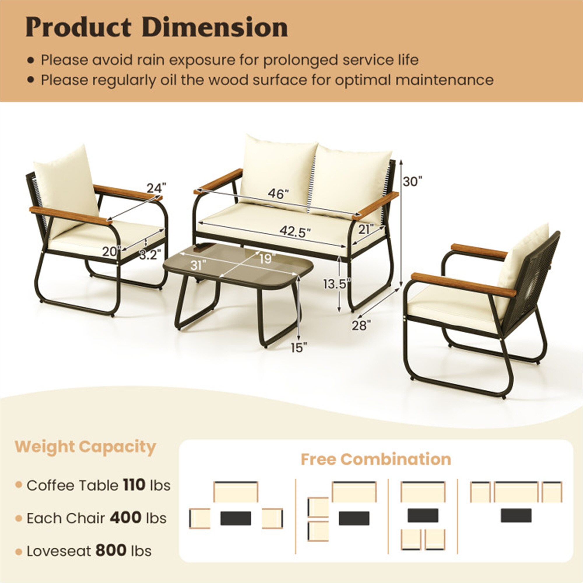 BABOOM BOM-11575BN-OR Patio-Conversation-Sets - View #5
