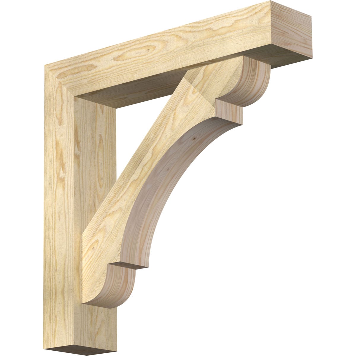 Ekena Millwork 1463652 Olympic Block Rough Sawn Bracket with Offset Brace 6-in x 28-in x 28-in Douglas fir Brown Wood Standard bracket