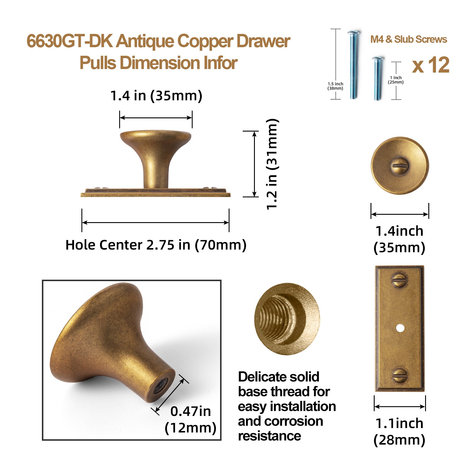 Miaokesen 6630GT-DKDP-G015 Cabinet-Knobs - View #2