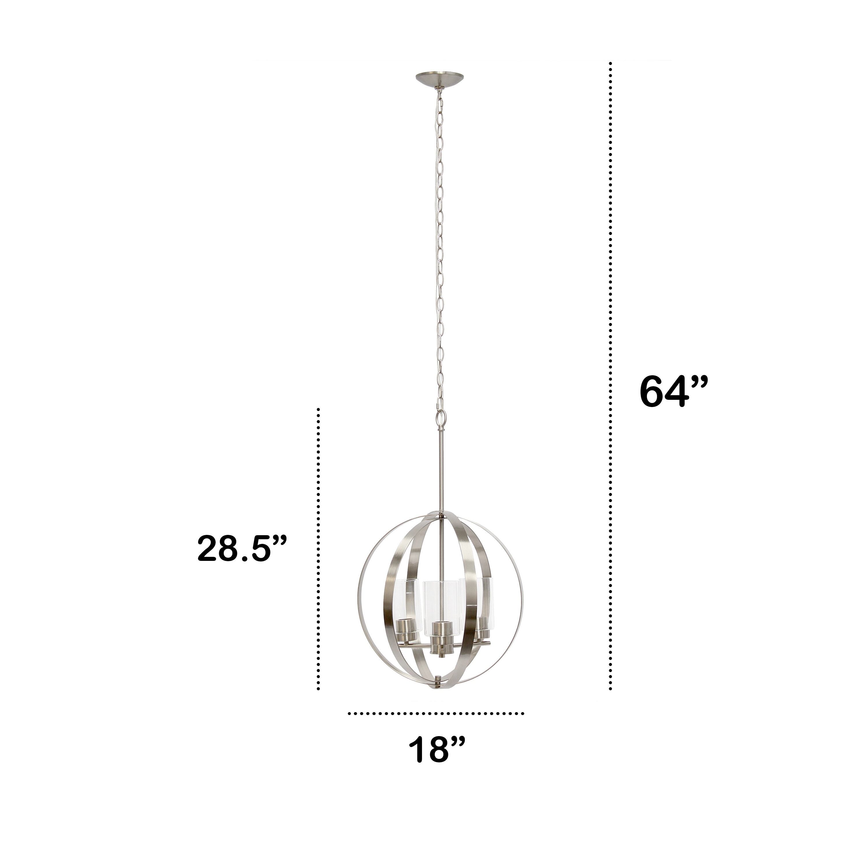 Lalia Home Studio Loft 3-light Brushed Nickel Modern Clear Glass Globe 