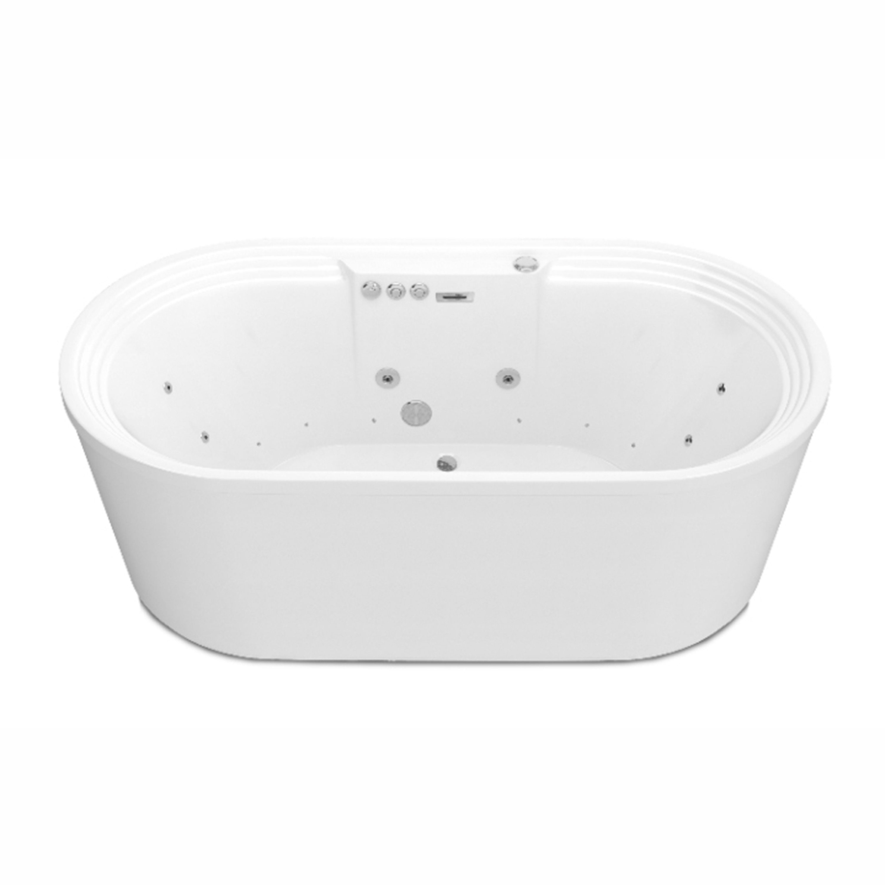 ANZZI FT-AZ201 33.6-in x 67-in White Acrylic Oval Freestanding Whirlpool and air bath combination tub Drain ( Center Drain )