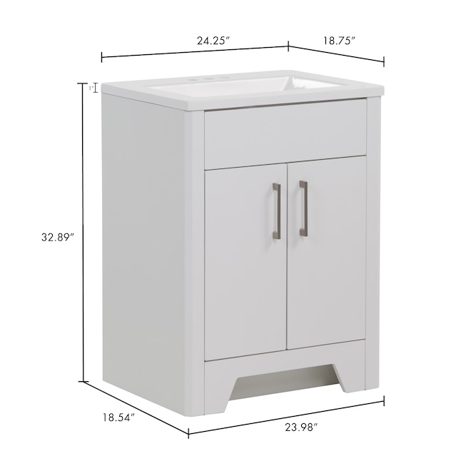 Diamond NOW Shelby 24-in White Single Sink Bathroom Vanity with White ...