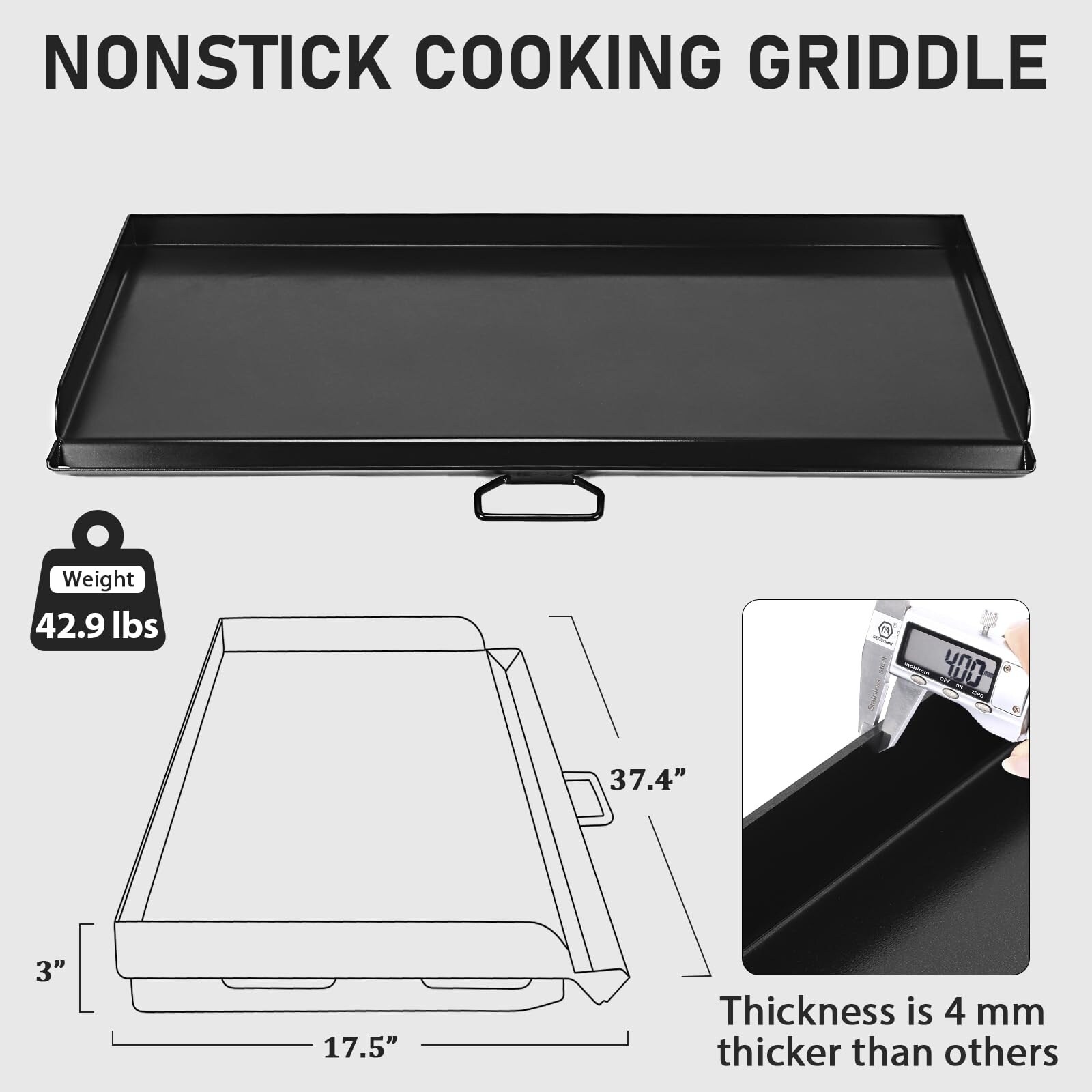 Misopily Ceramic Nonstick Cast Iron Griddle 37 x 17 Inch for 3 Burner ...