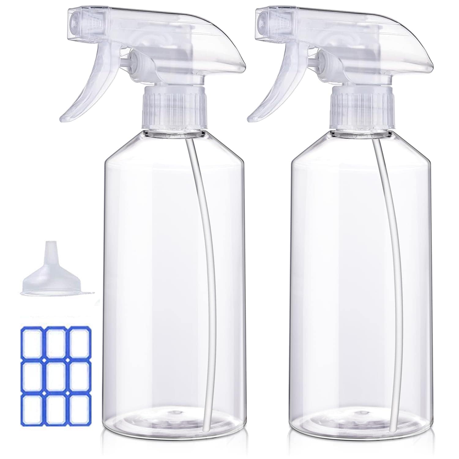 Aoibox  16 9 oz Adjustable Spray Bottles 2 Pack Fine Mist and Stream No Clog Anti Leak 500ml with Funnel