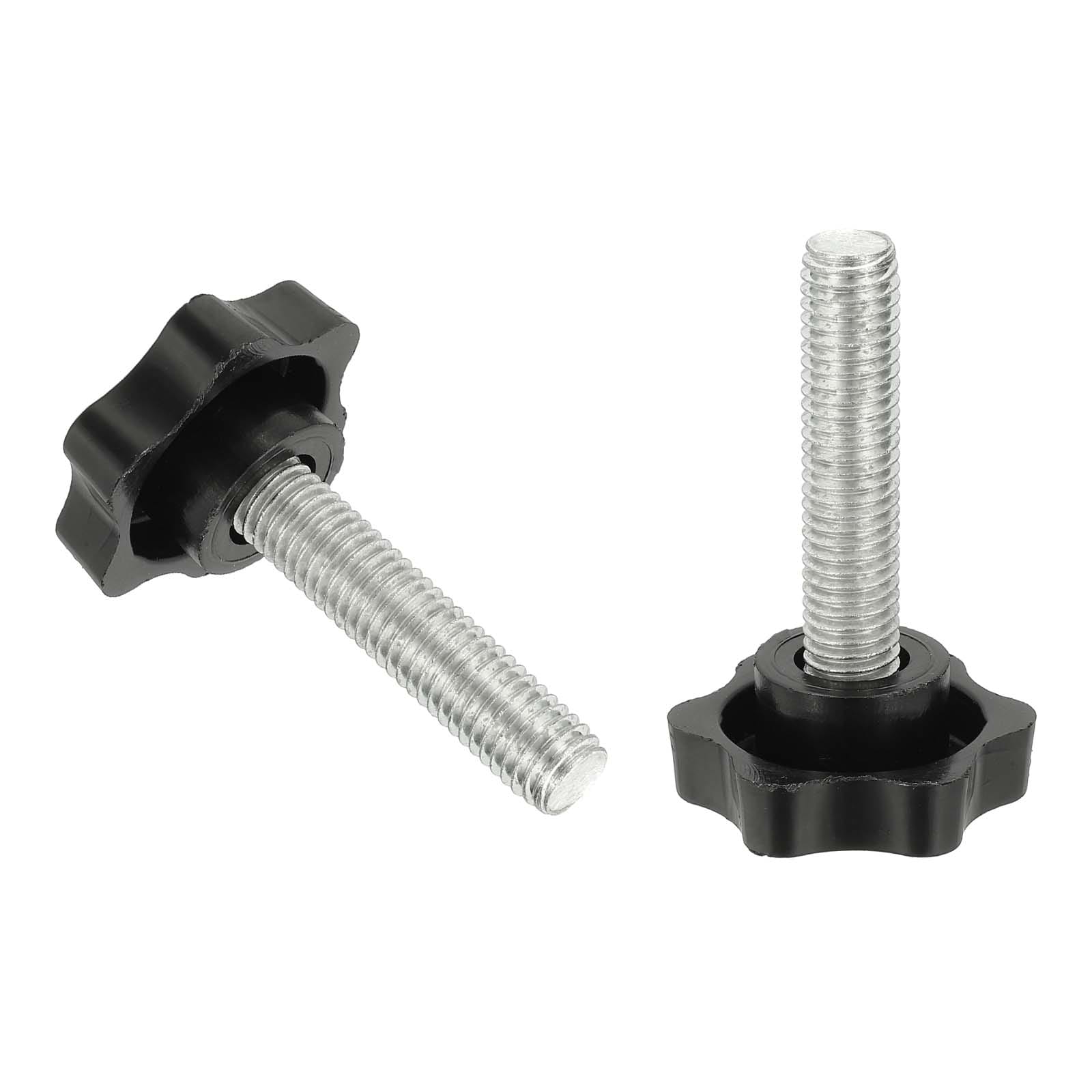 PATIKIL M10 x 45mm Thread Star Knobs 2pcs Plastic Star Hand Tightening Screw Clamping Handle with Bolts for Umbrella Base Replacement Woodworking Tools Black