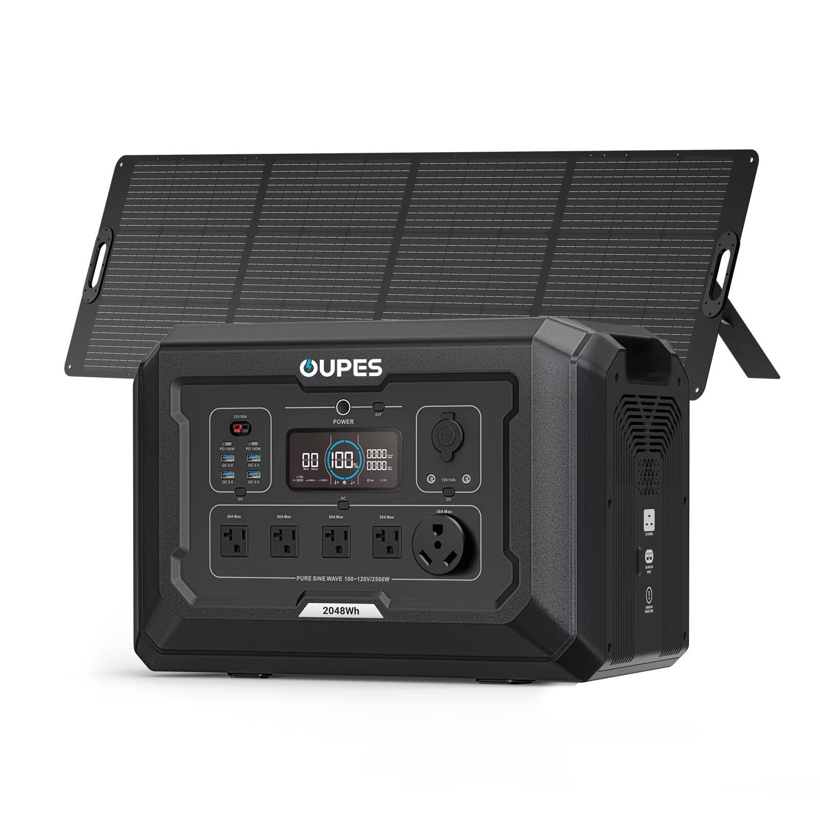 OUPES 2500 Watt 2048 Wh Mega 2 Solar Generator with 240W Solar Panel Home Outdoor RV Push Button Start Battery Generator #SG-S2+240