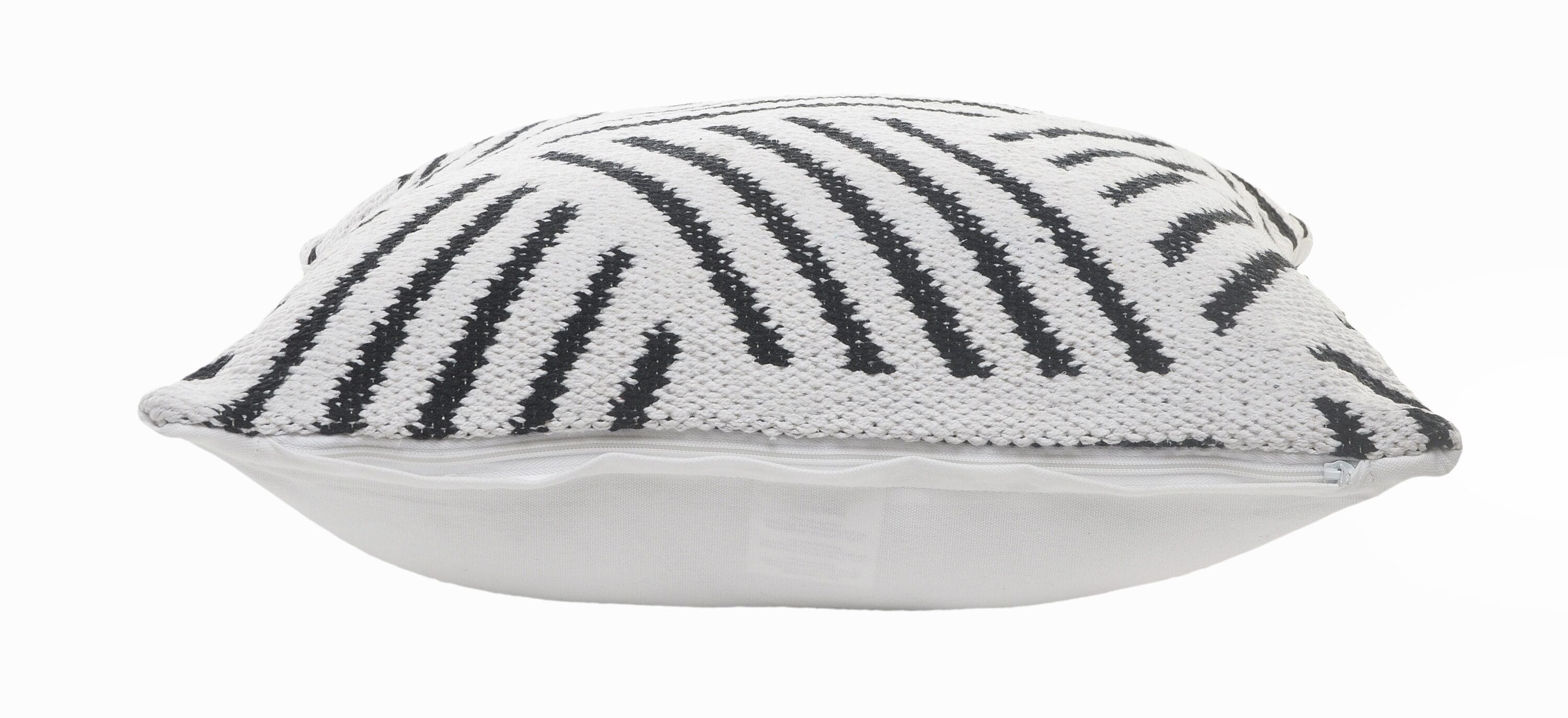 Black and White Geometric Cotton Square Pillow, 20 in