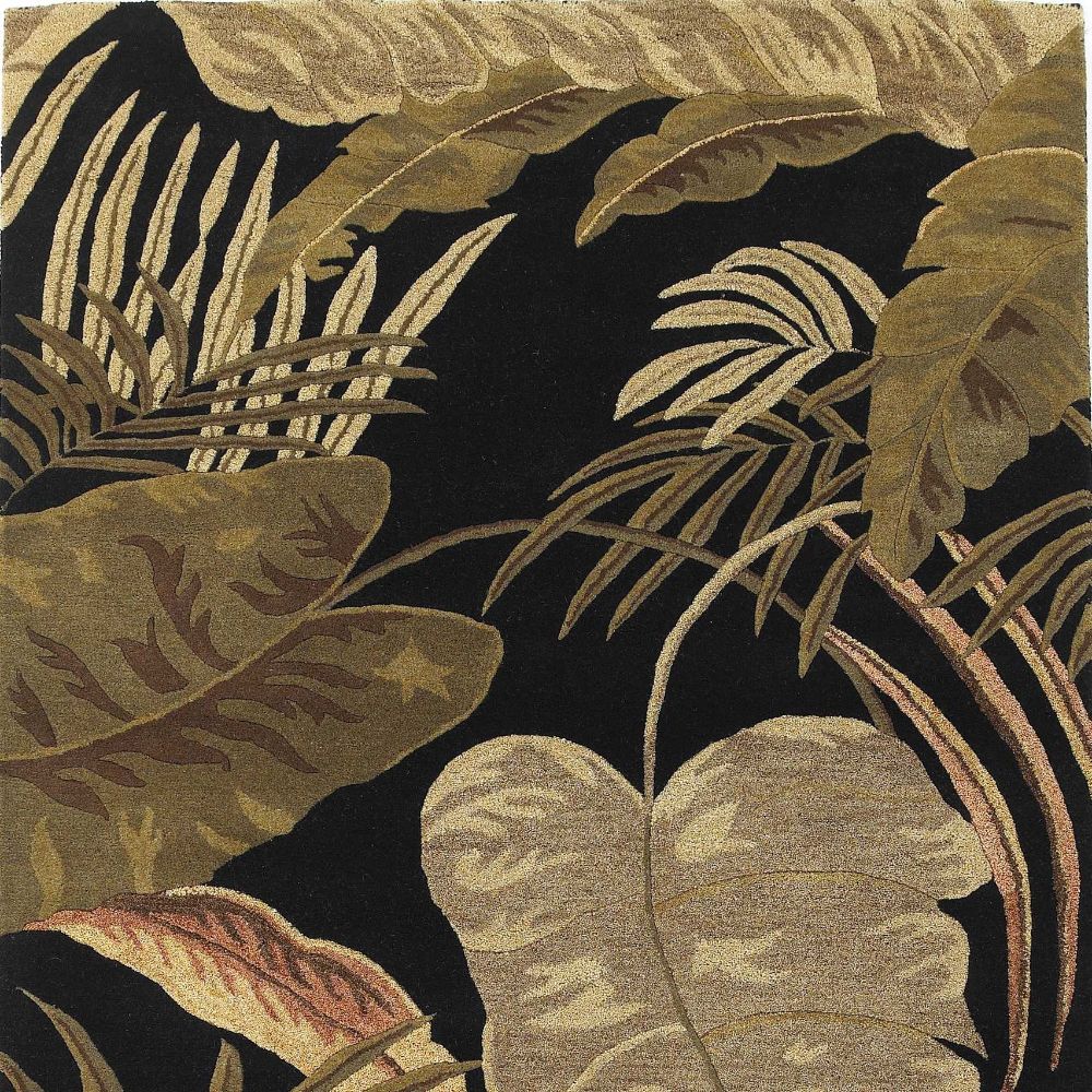 HomeRoots 352445 Bernadette 3 x 5 (ft) Wool Black Rectangular Indoor Floral/Botanical Area rug