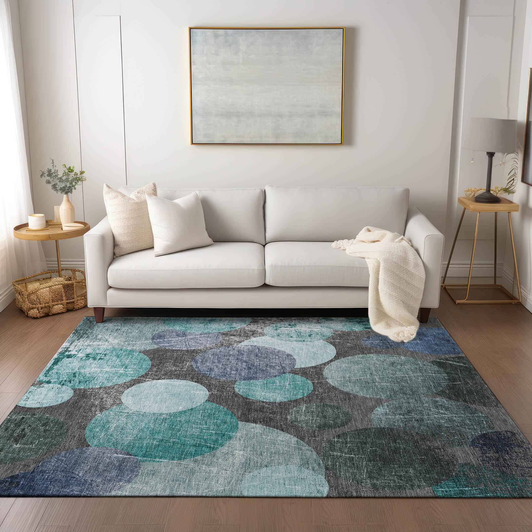 Addison Rugs ACN556TE10X14 Chantille ACN556TE 10 x 14 (ft) Polyester Teal Rectangular Indoor/Outdoor Floral/Botanical Machine washable Area rug