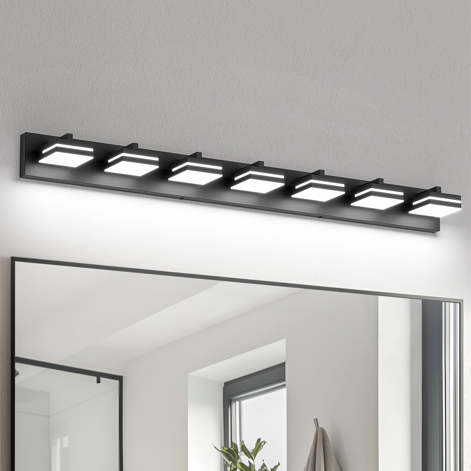 DAYAUM 48.03 in. 7-Light Matte Black Modern Bathroom Vanity Light with 5500K Daylight LED