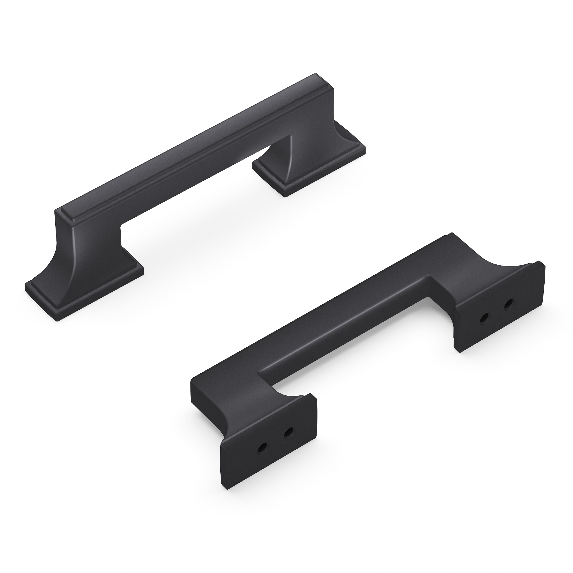 Belwith Keeler B077461-MB Brownstone 3-in or 3-3/4-in , 76mm or 96mm Center to Center Matte Black Dual Mount Rectangular Handle Drawer Pulls