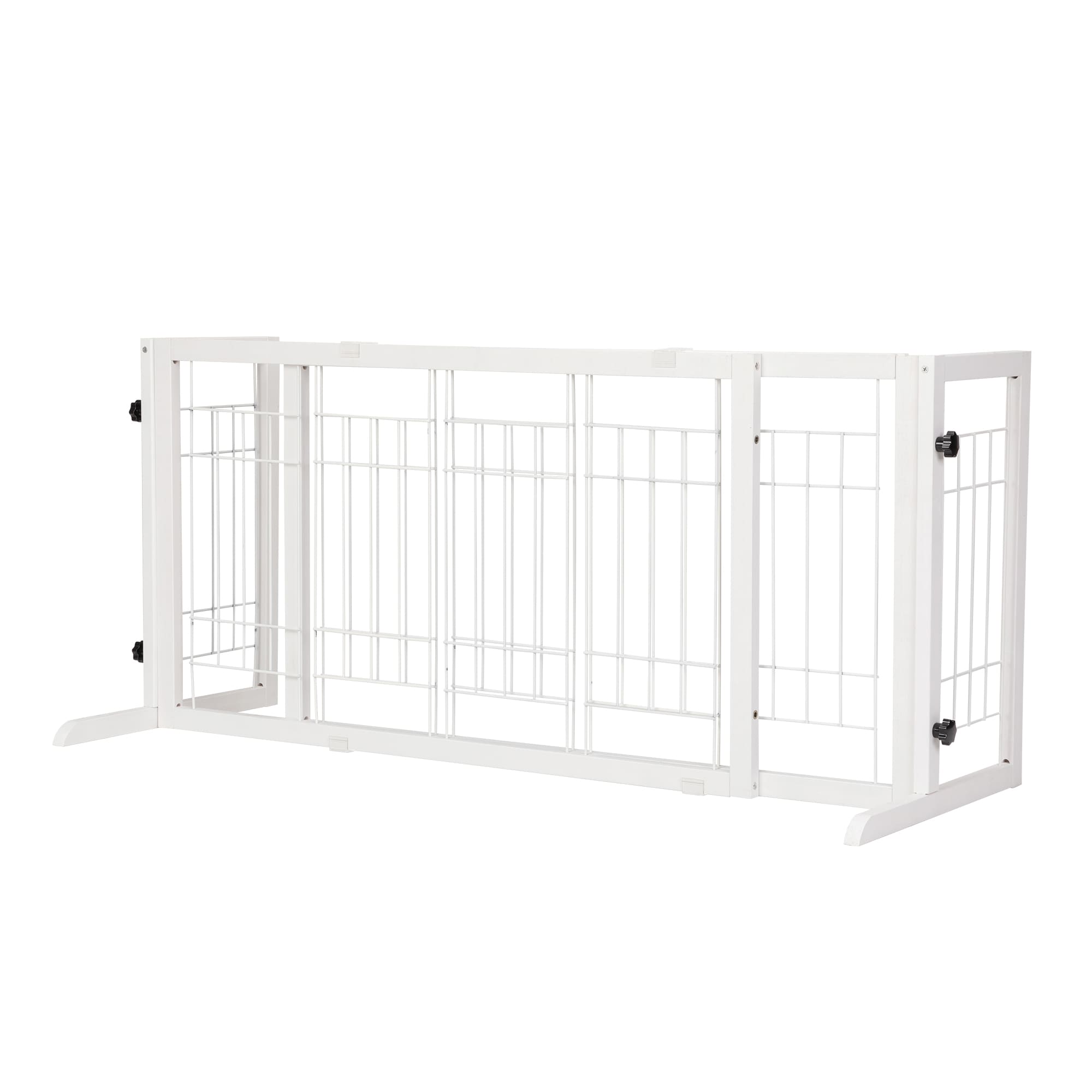 LIVIZA 21-in H Freestanding Expandable White Wood Pet Gate MSST12W0591 ...