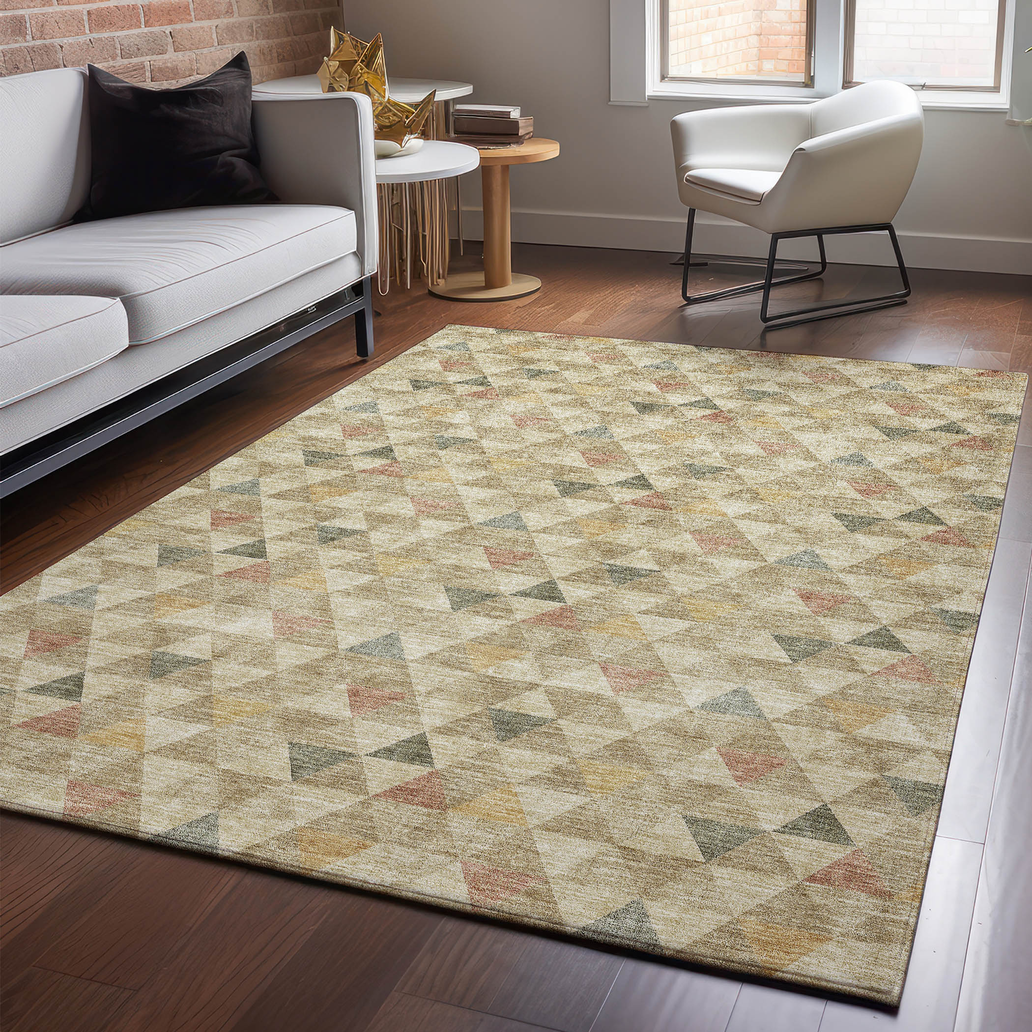 Addison Rugs AMF612BG10X14 Mayfield AMF612BG 10 x 14 (ft) Loomed Polyester Beige Rectangular Indoor Geometric Machine washable Area rug