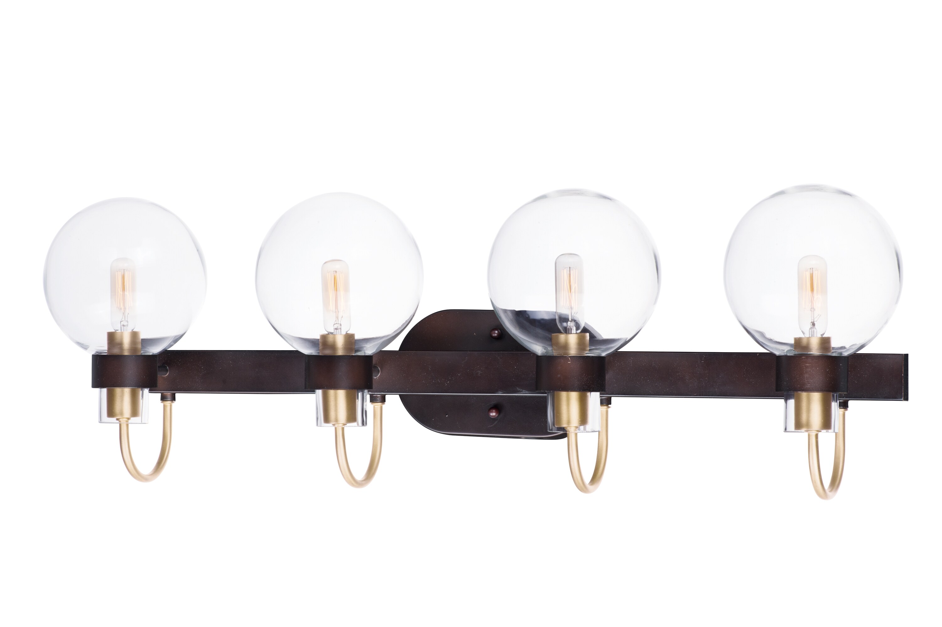 Maxim Lighting 30514CLBZSBR Bauhaus 33-in 4-Light Bronze/Satin Brass Transitional Vanity Light