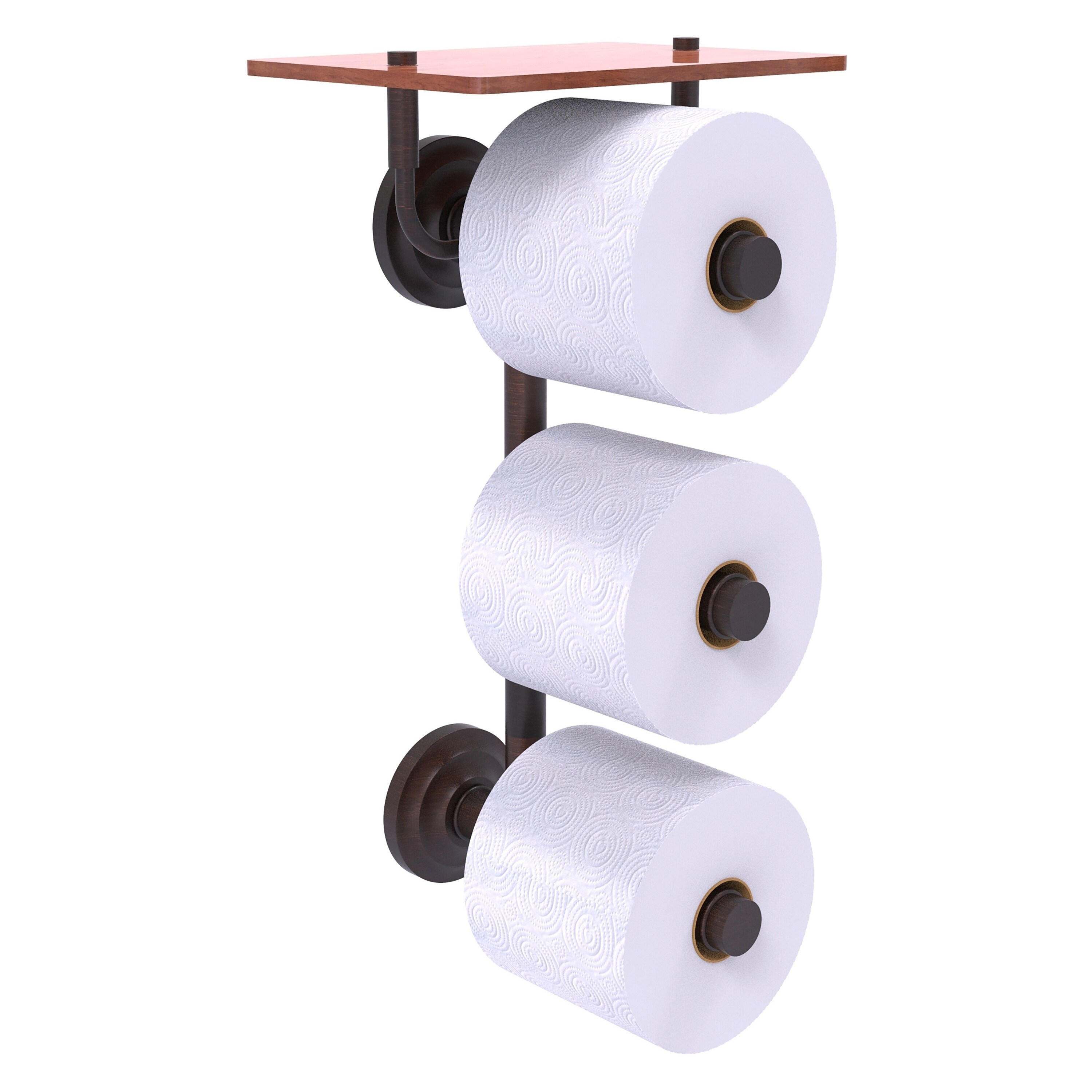 Allied Brass QN-35-3VS-IRW-VB Que New Venetian Bronze Wall mount Double post Toilet Paper Holder 3 -Rolls with Storage