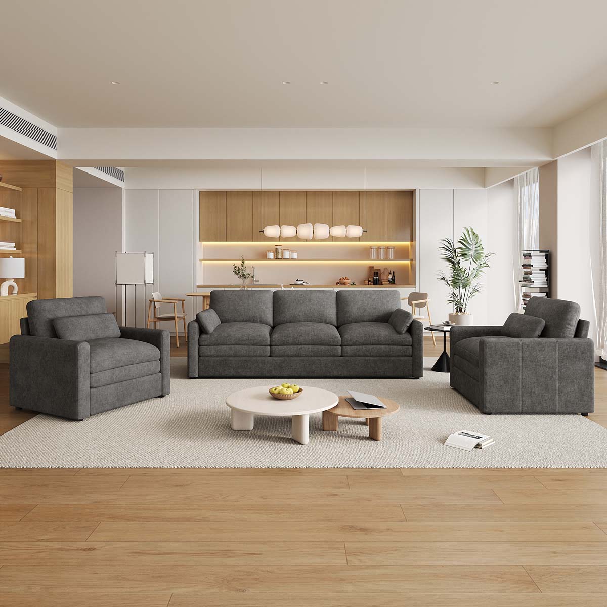 ModernLuxe Assembly Required Cozy Upholstered Sofa Set Oversized