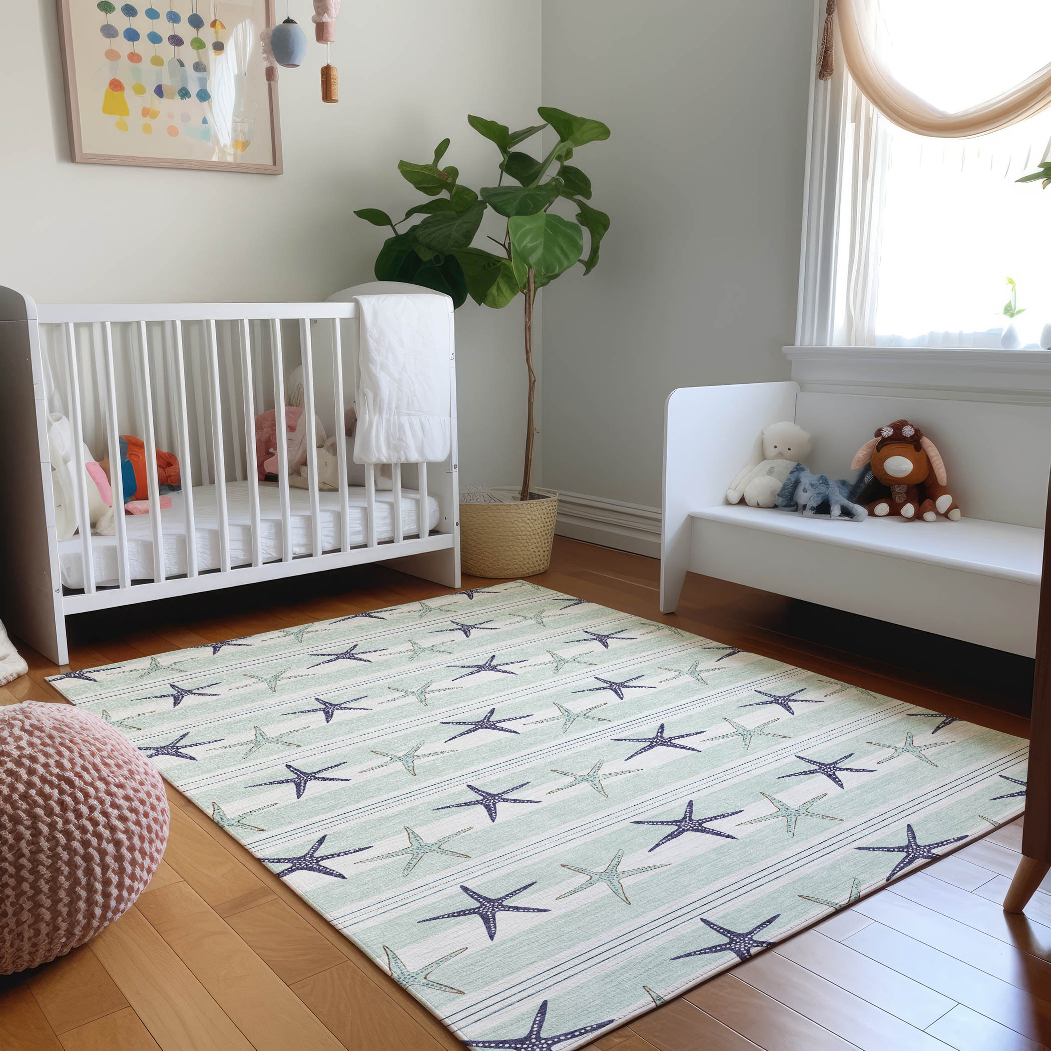 Addison Rugs AMF191SE5X8 Mayfield AMF191SE 5 x 7 (ft) Loomed Polyester Seaglass Rectangular Indoor Geometric Machine washable Area rug