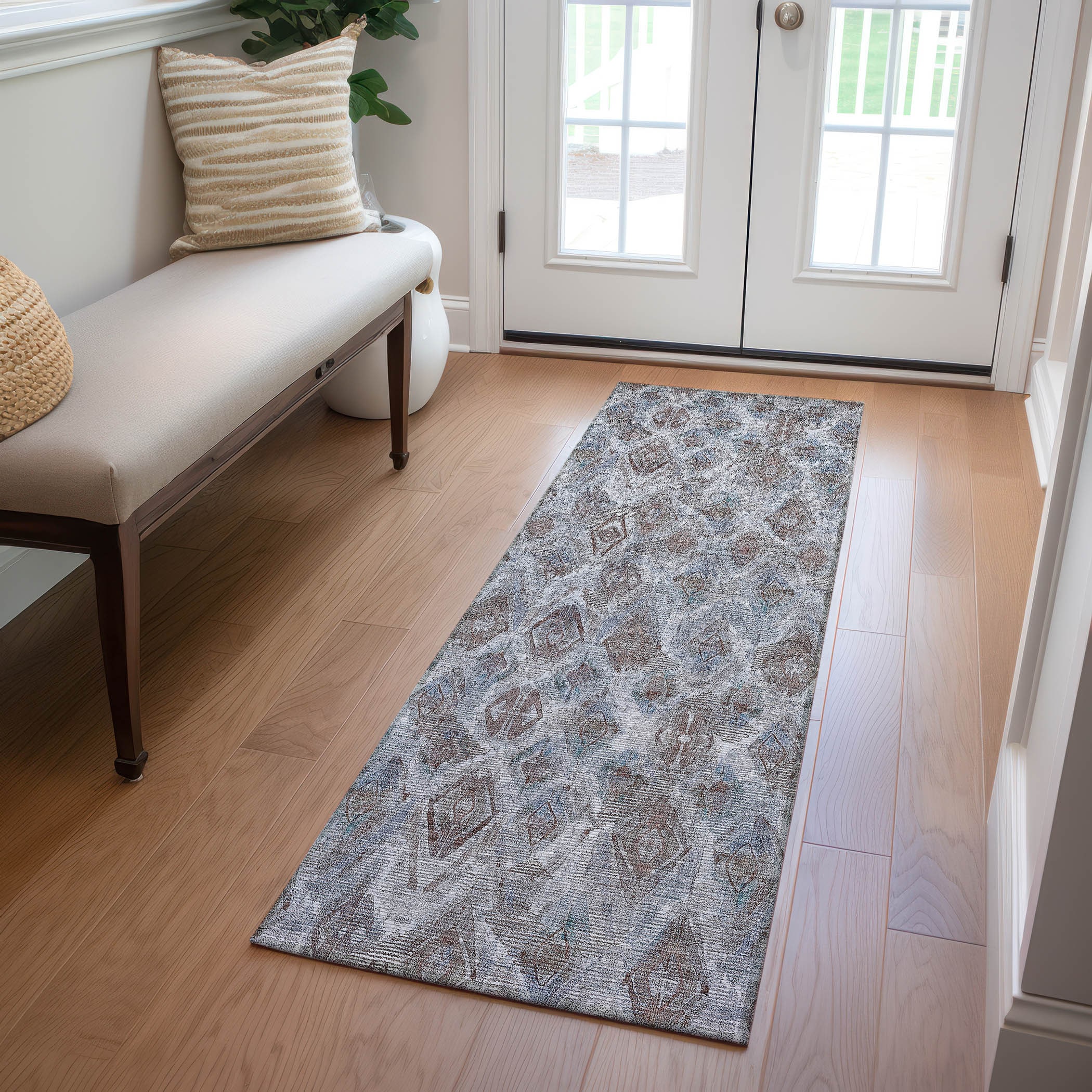 Addison Rugs ACN622BU2X8 Chantille ACN622BU 2 x 7 (ft) Polyester Blue Rectangular Indoor/Outdoor Geometric Machine washable Runner rug