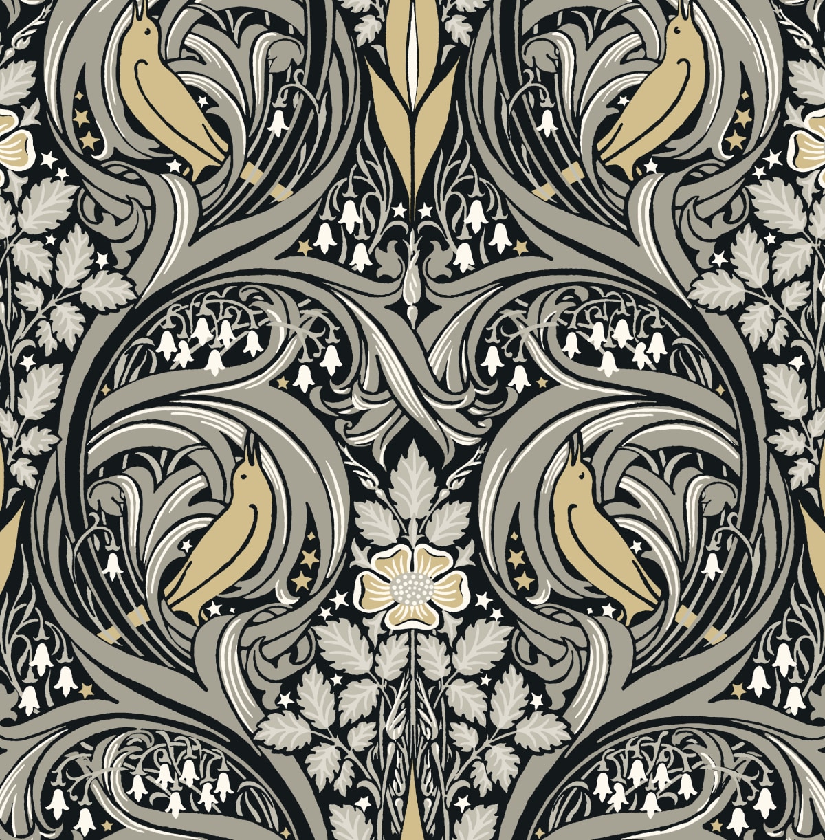 NextWall NW46200 30.75-Sq. Feet Ebony and Sepia Vinyl Birds Self-adhesive Peel and Stick Wallpaper