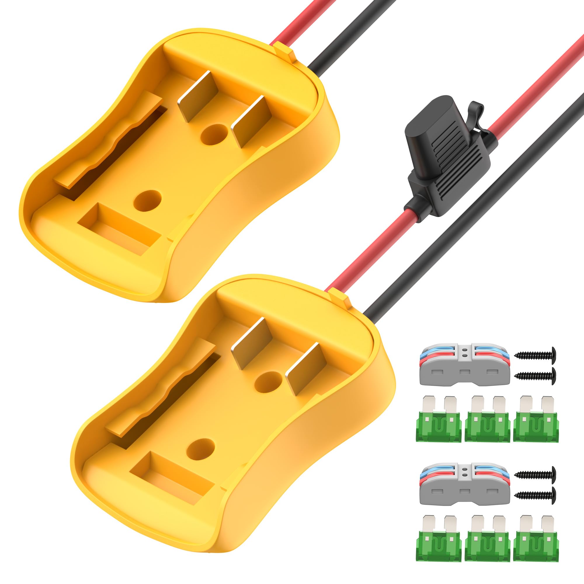 AOIZGMY  2PCS power cell Adapter Compatible with Dewalt 20V Power Wheel Adapter power cell Converter Kit with 12 AWG Wire and Fuses for Robotic