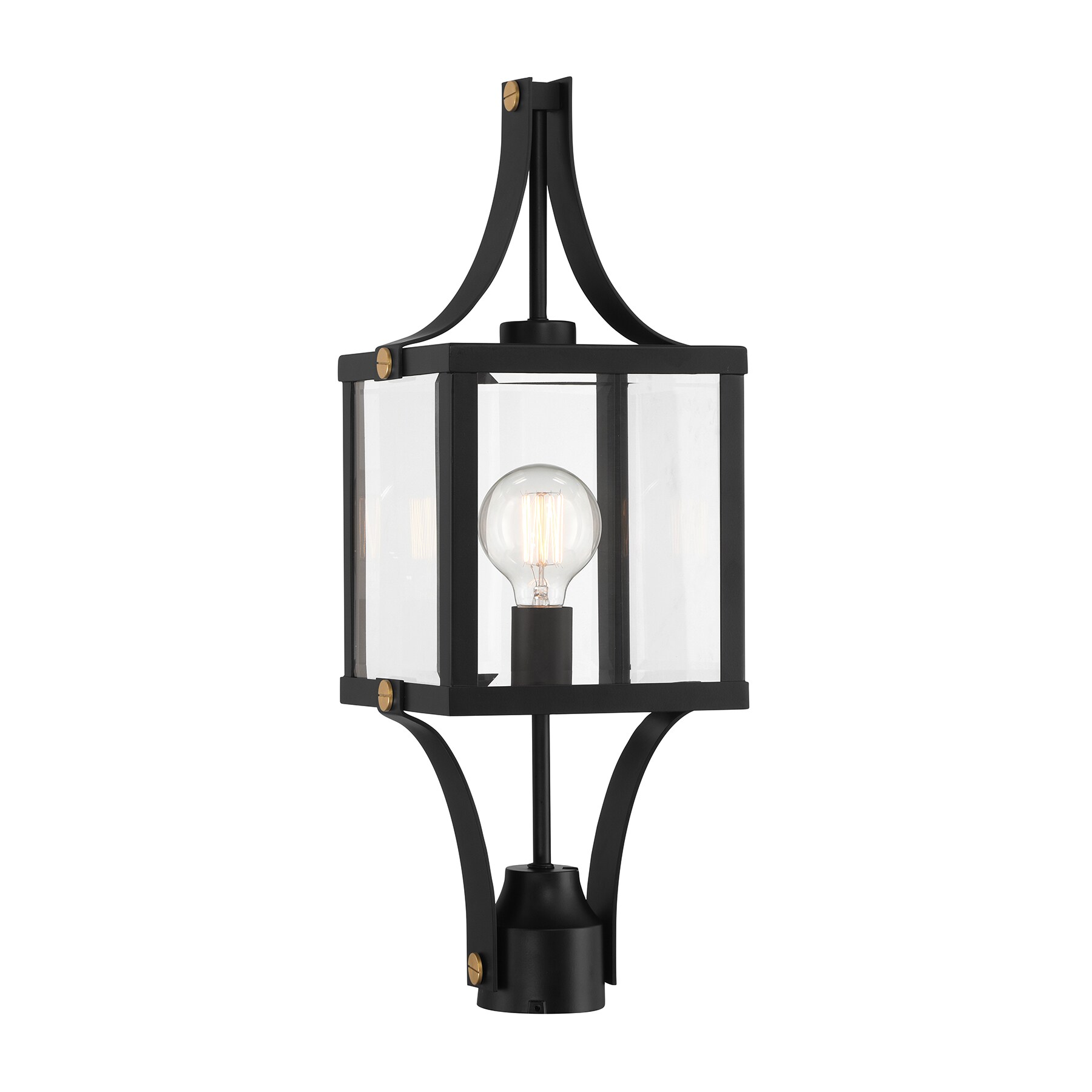 Savoy House 5-476-144 Raeburn 23.5-Inches Matte Black and Weathered Brushed Brass Traditional Outdoor Light post lantern