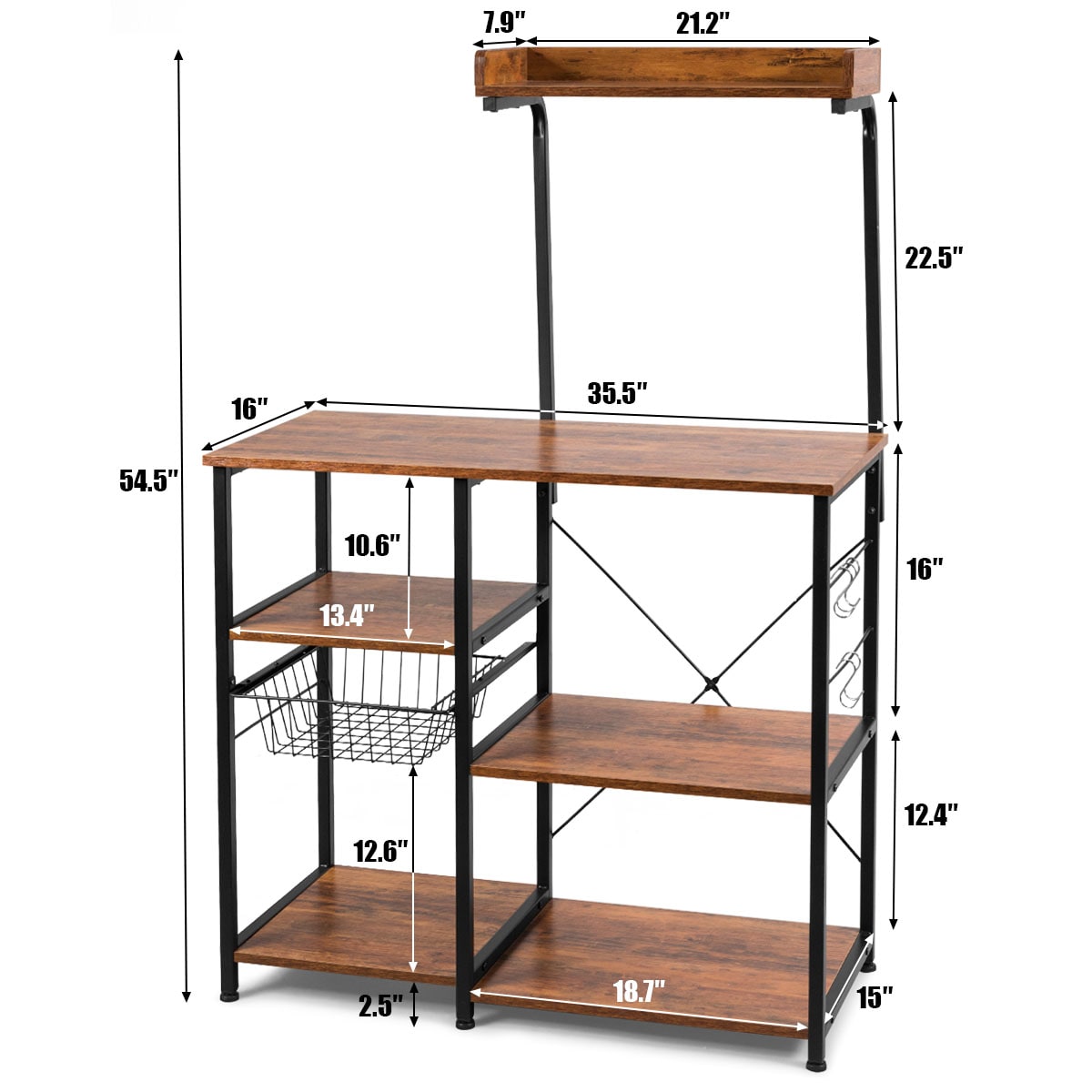 Costway Contemporary/Modern Brown Metal Bakers Rack in the Dining ...