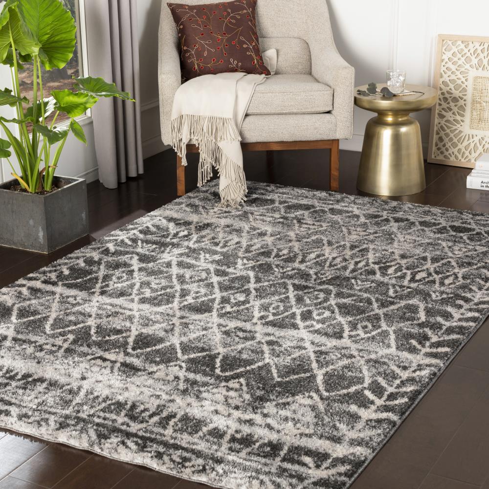 Surya Flokati 2 x 3 Black Indoor Trellis Global Area Rug at Lowes.com