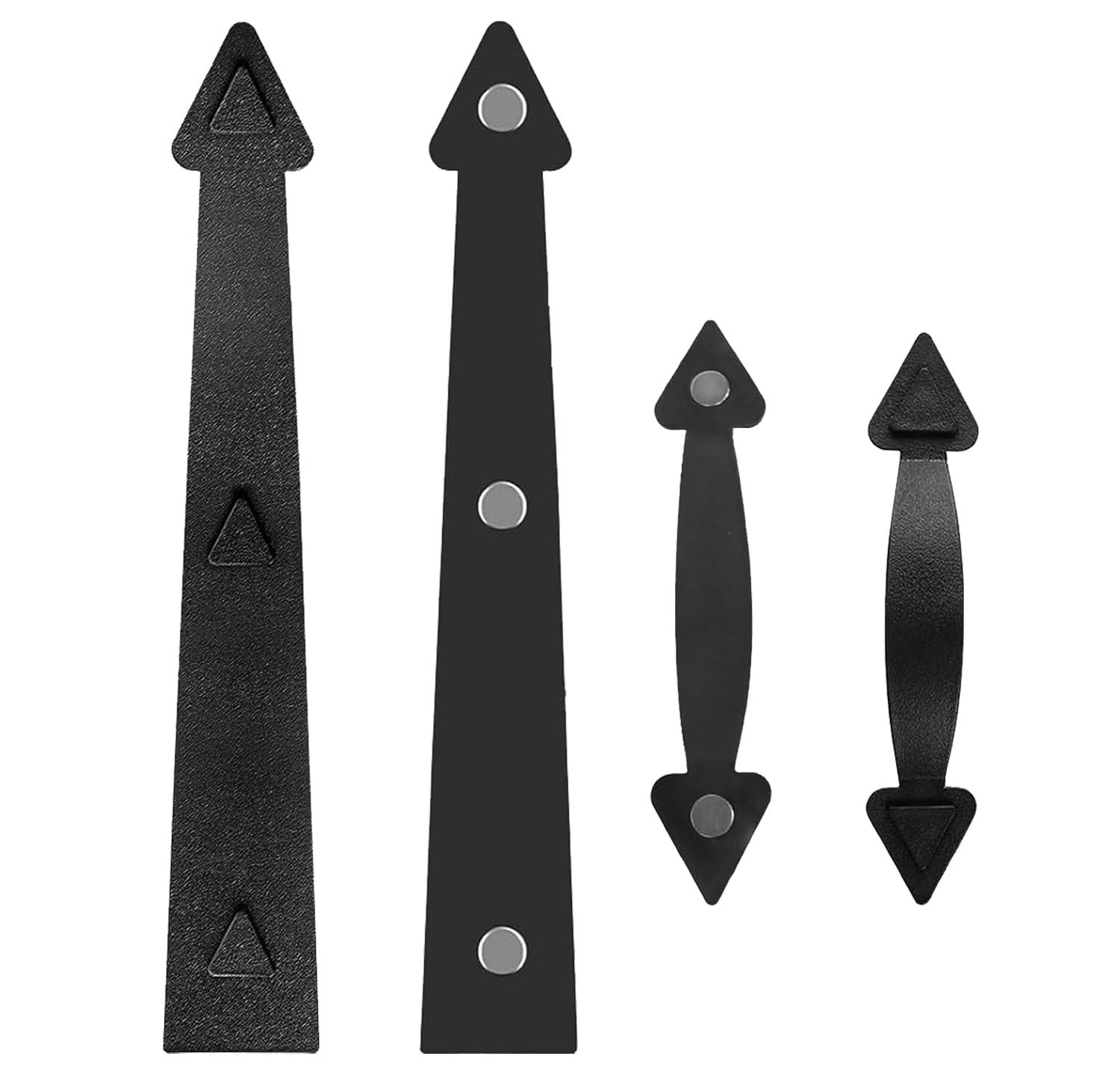 Etokfoks  Decorative Magnetic Garage Door Hardware Set 4 Hinges and 2 Handles Thick Plastic Rust Iron Finish for Steel Doors Outdoor Use
