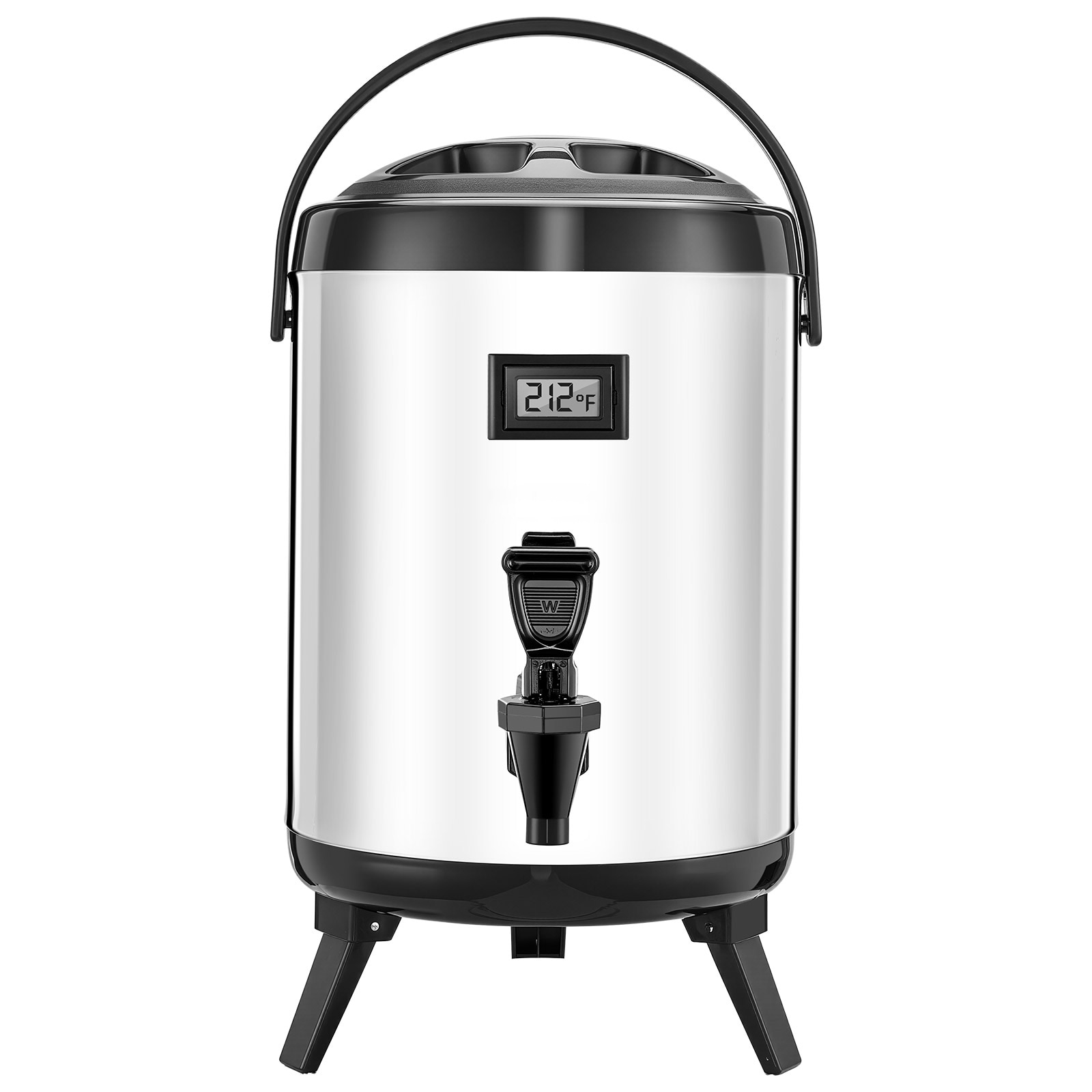VEVOR SCYLHLQQYXKY07852V9 Insulated Beverage Dispenser 1.5 Gal/6L Stainless Steel Thermal Drink Server with Spigot and Temp Display Suitable for Hot and Cold Drinks for Tea Coffee Water in Cafes and Restaurants Silver