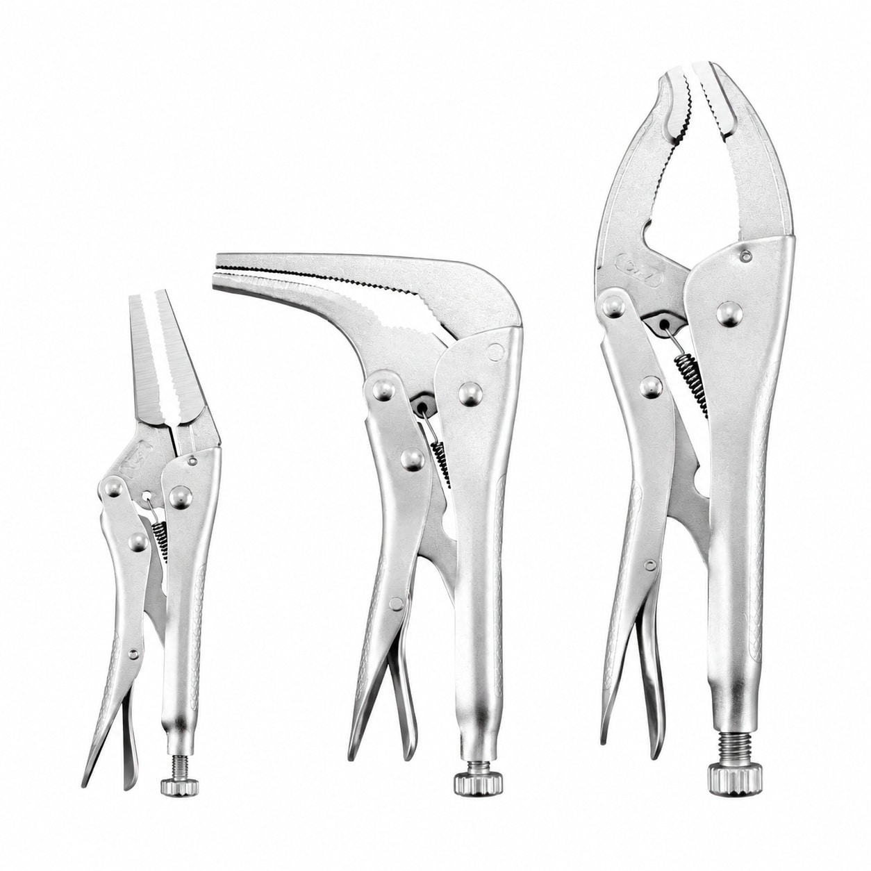 Ahfiwaso 3 Piece Locking Pliers Set with 6 inch Needle Nose 7 inch Right Angle Long Nose and 10 inch Wide Open Locking Pliers for Versatile Use #LAH0819Q176