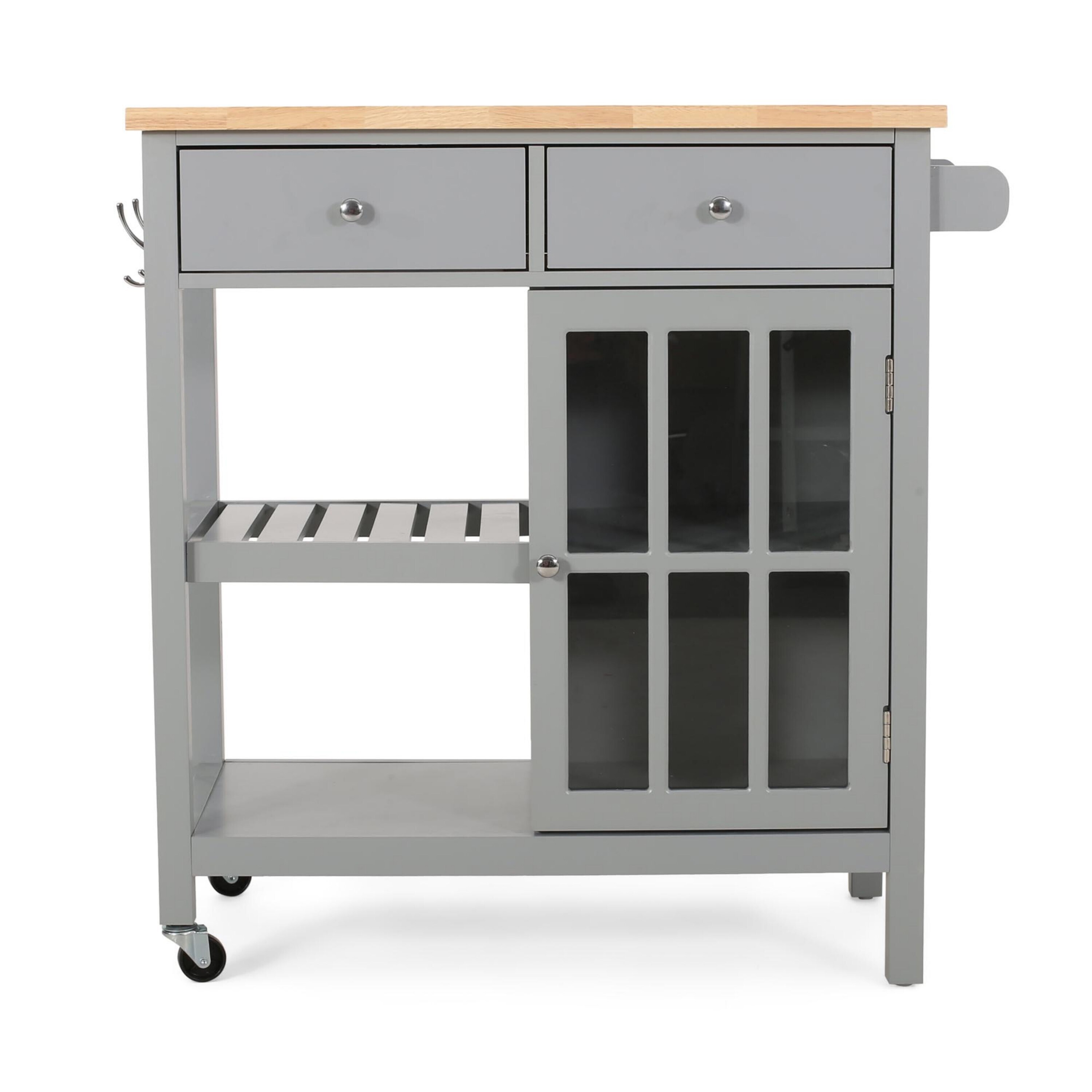 Best Selling Home Decor Gray Mdf Base with Wood Top Rolling Kitchen Cart (17.15-in x 34.15-in x 34.75-in)