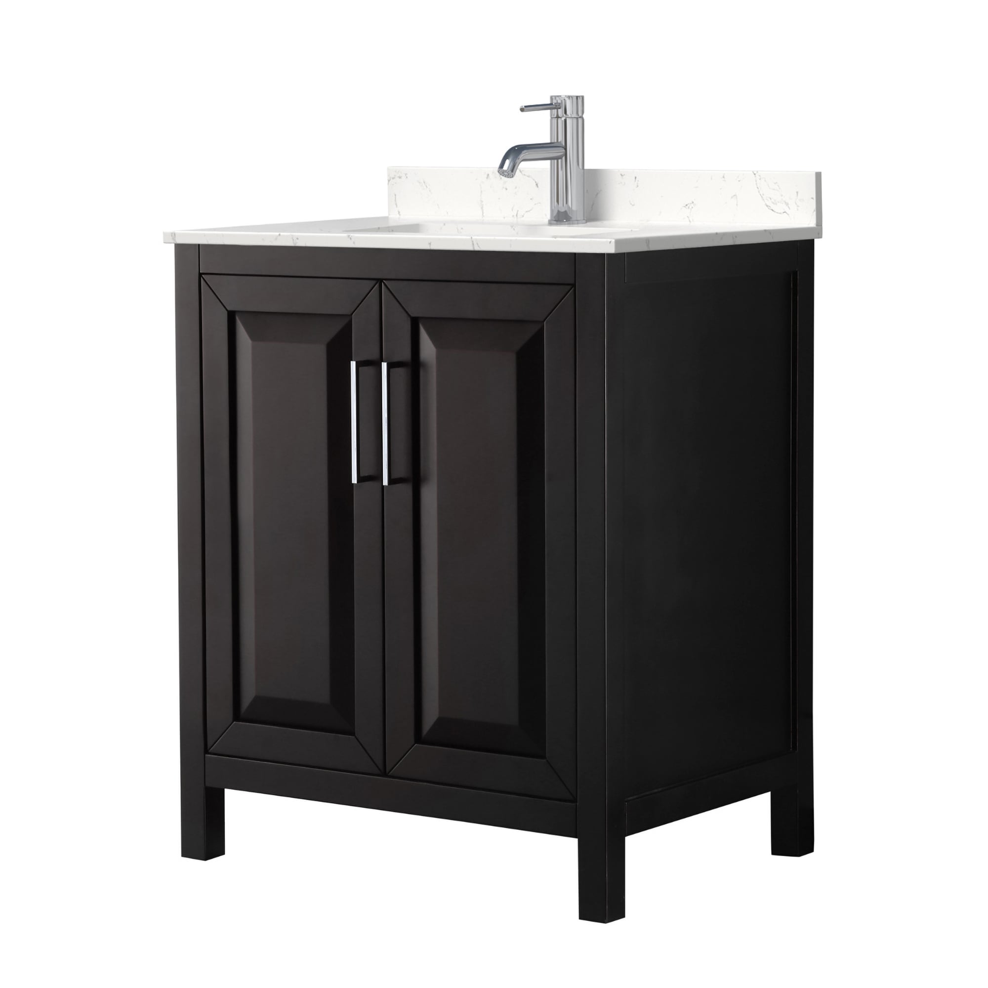 Wyndham Collection WCV252530SDEC2UNSMXX Daria 30-in Dark Espresso with Polished Chrome Trim Undermount Single sink Bathroom Vanity with Carrara Cultured Marble Cultured marble Top