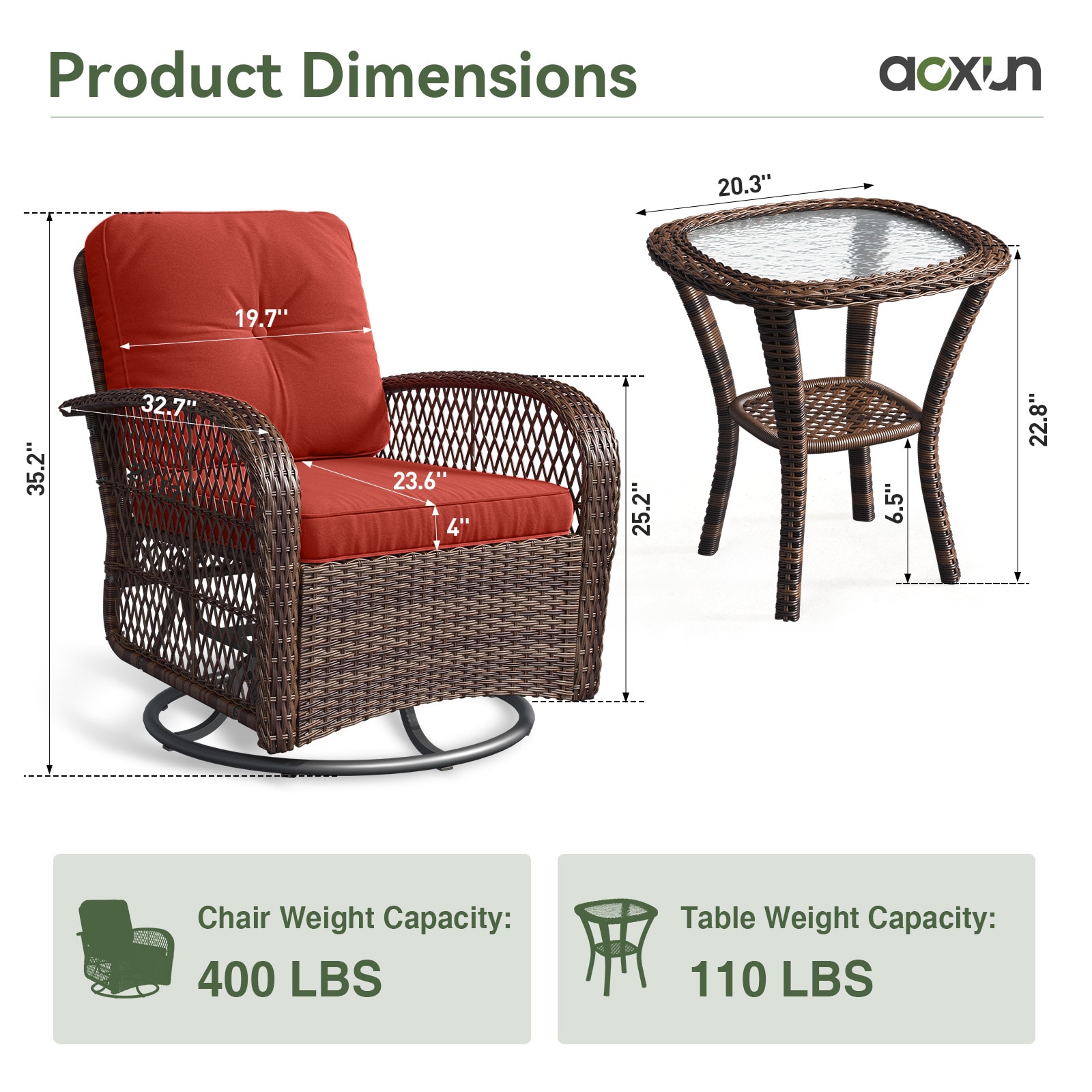 AOXUN LS-036RD-3 Patio-Conversation-Sets - View #6