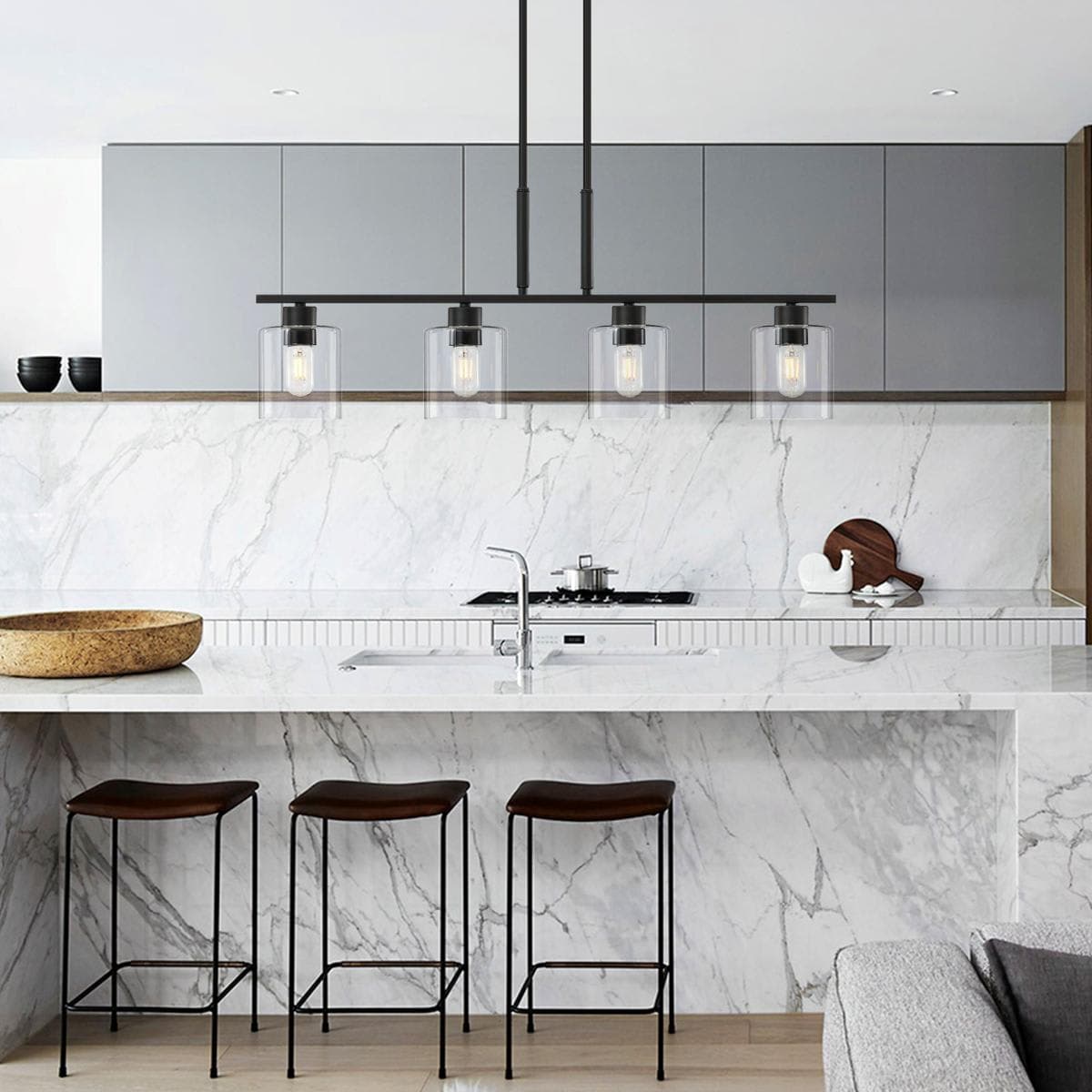 Forte Lighting 2186164 2664-04-04 Fiona Island Light Black